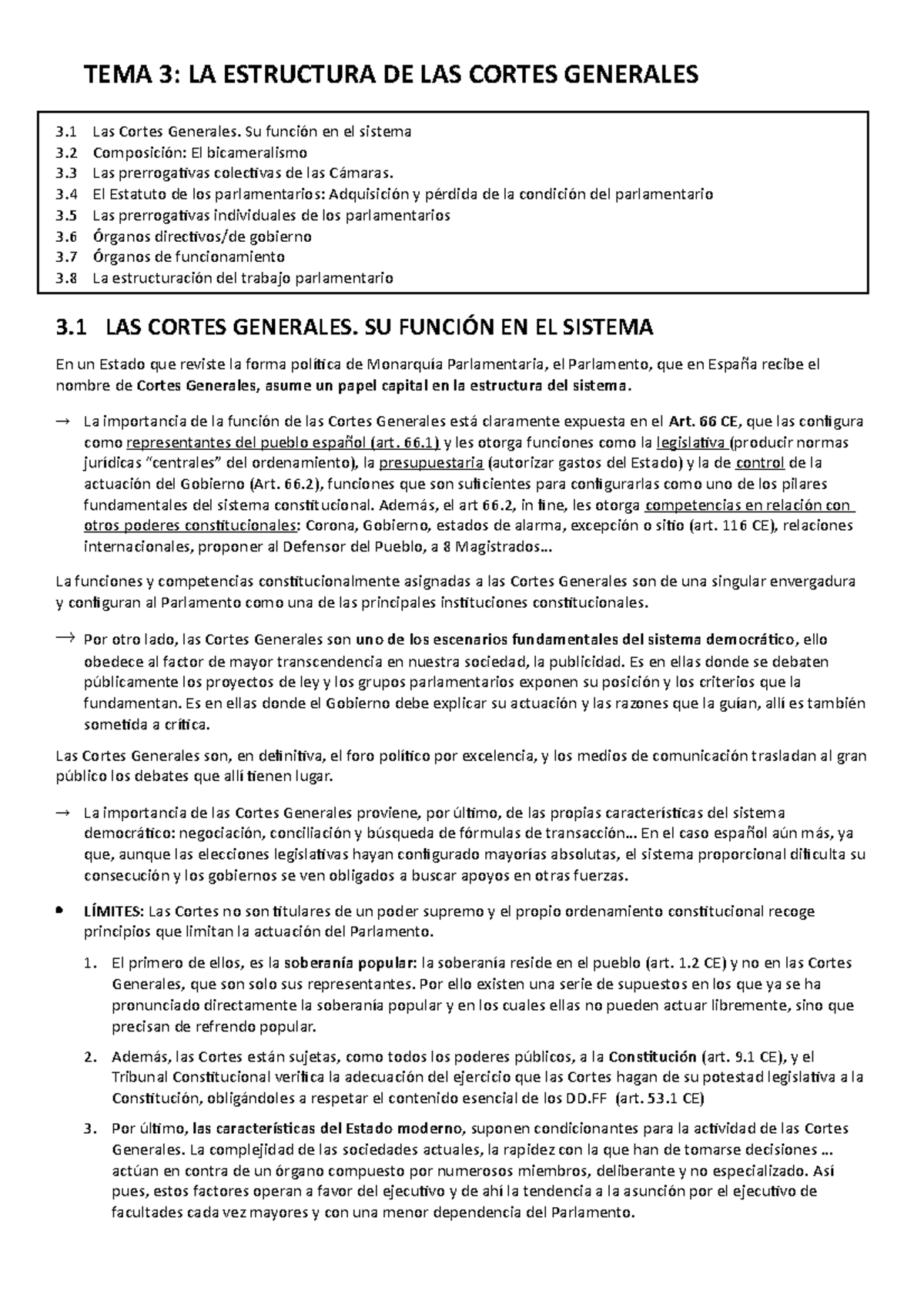 TEMA 3 consti TEMA 3 LA ESTRUCTURA DE LAS CORTES GENERALES 3 3 3 3 3 3 3 3 Las Cortes
