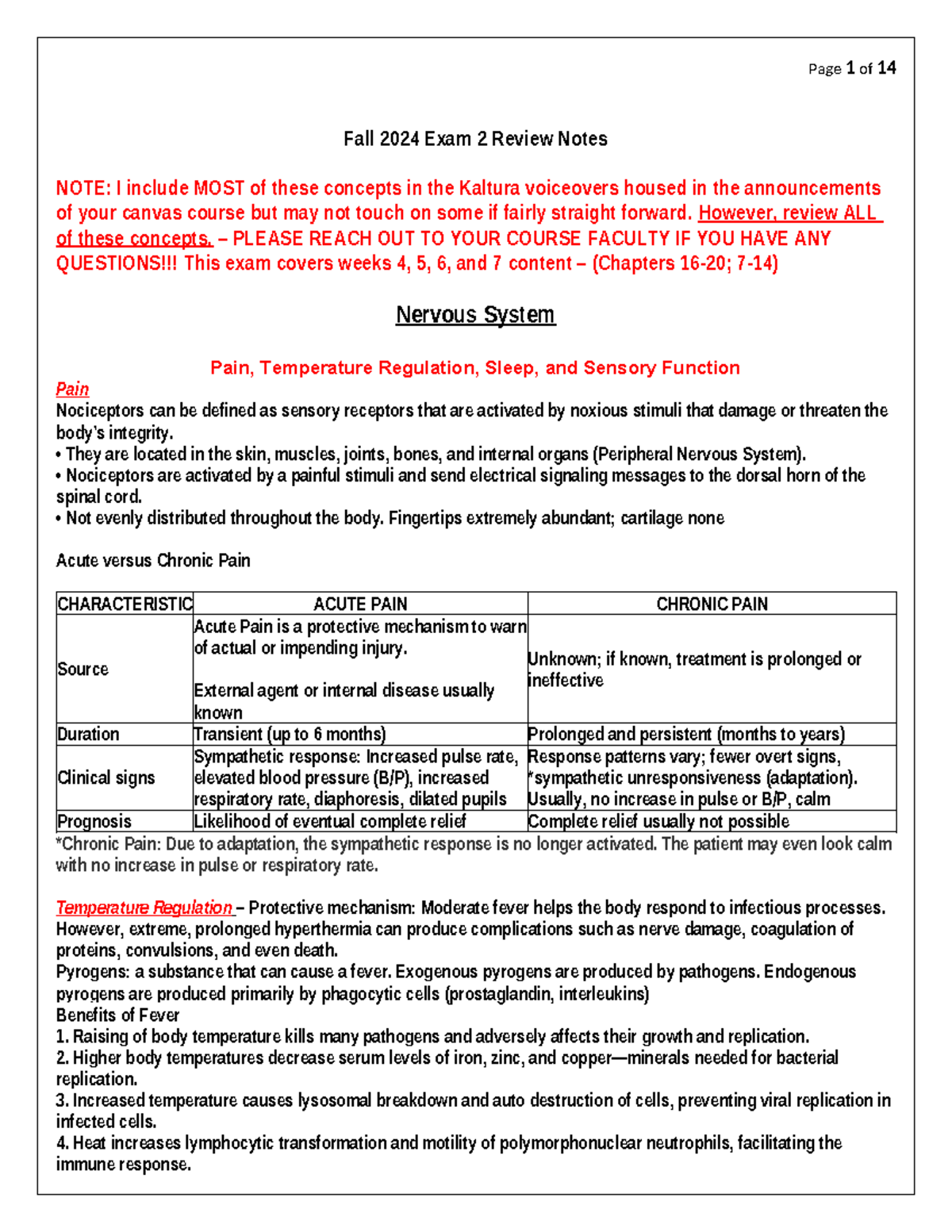 Focused Review Notes Exam 2 - Fall 2024 Exam 2 Review Notes NOTE: I ...