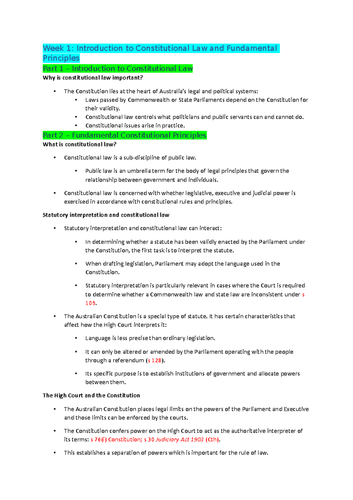 LLB203 MCQ Notes Constitutional LAW - Week 1: Introduction to ...