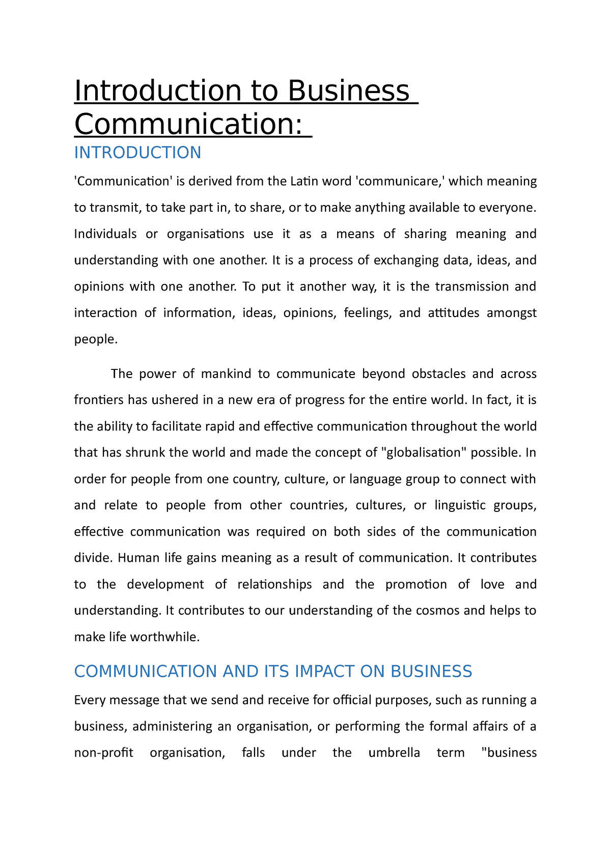 Introduction To Business Communication - Introduction To Business ...