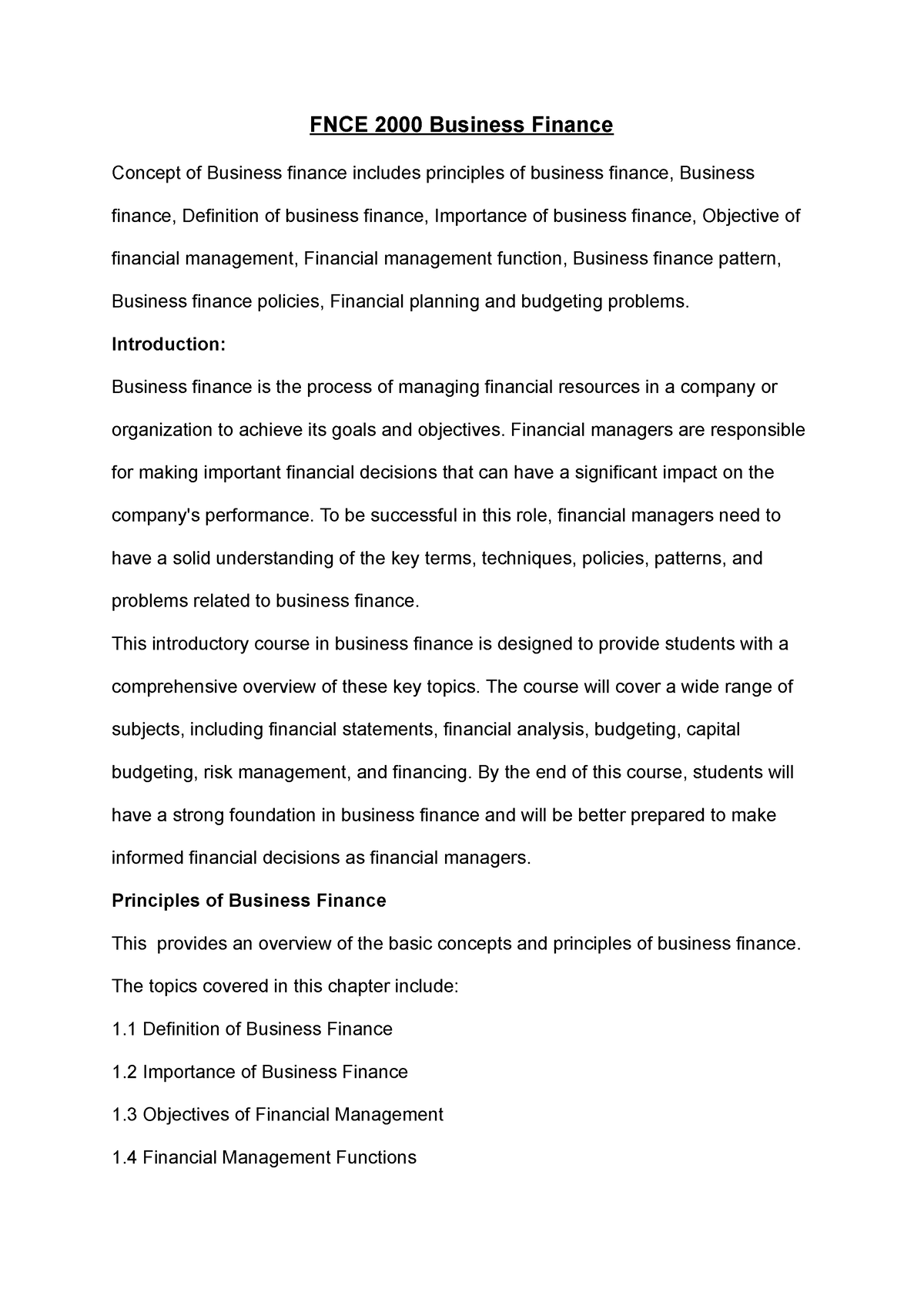 fnce-2000-business-finance-fnce-2000-business-finance-concept-of