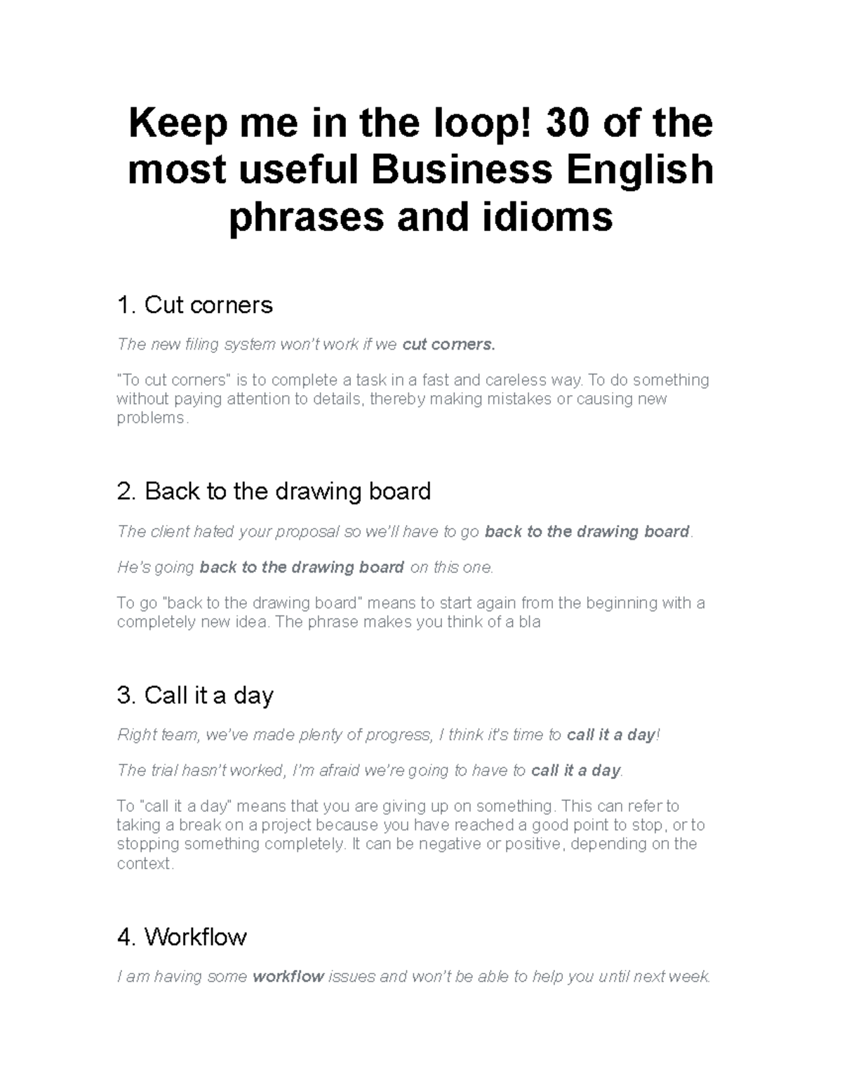 Keep me in the loop business class 470 Keep me in the loop! 30 of the