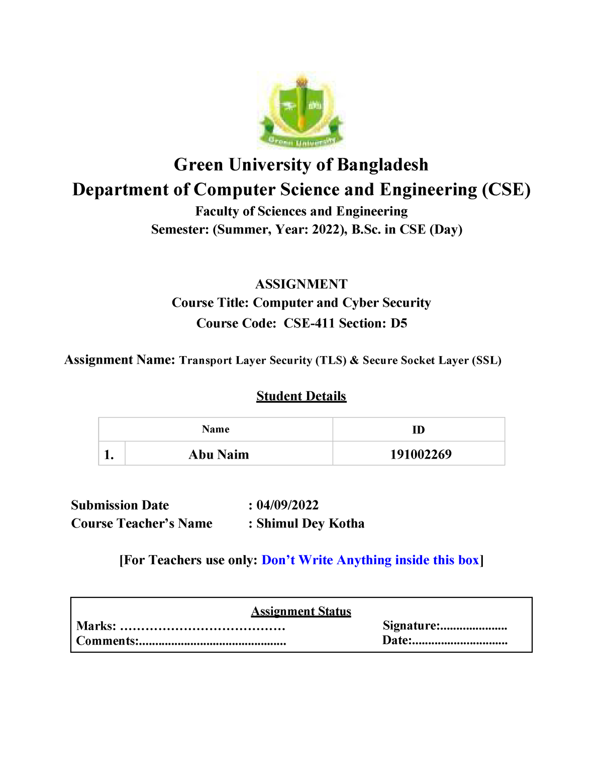 assignment status marks