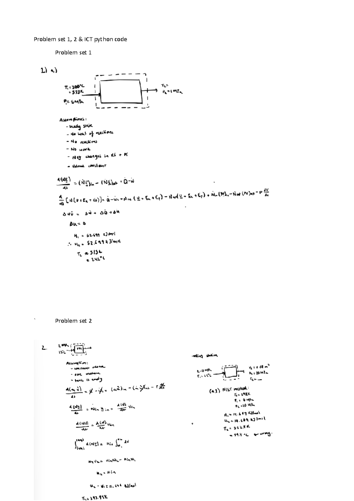 Exercise answer sheet ICT = - Problem set 1, 2 & ICT python code ...
