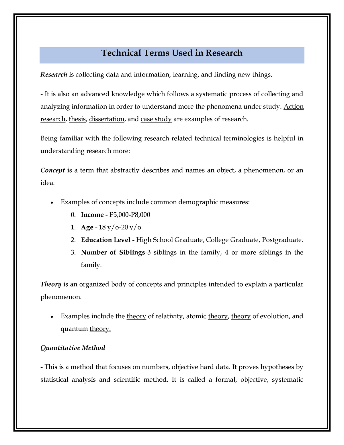 Technical Terminologies Used In Research Technical Terms Used In 