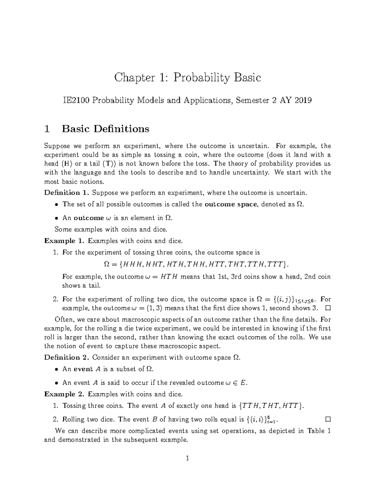 Chap1 chapter 1 probability basic ie2100 probability models and