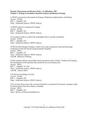 Test Bank For Strategic Management Concepts And Cases 13th Edition By ...