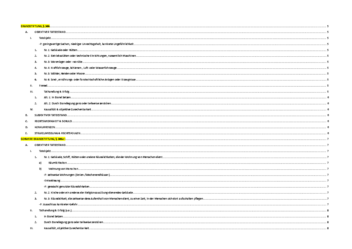 § 306 Ff., Brandstiftung - BRANDSTIFTUNG, § - Studocu