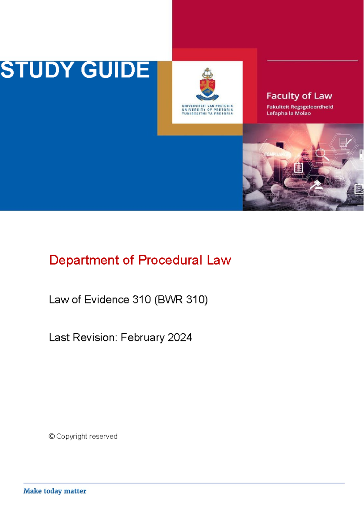 Updated BWR 310 Study Guide 2024 - Department of Procedural Law Law of ...