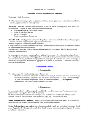 1. Introduction à La Toxicologie Introduction La Toxicologie Finition ...