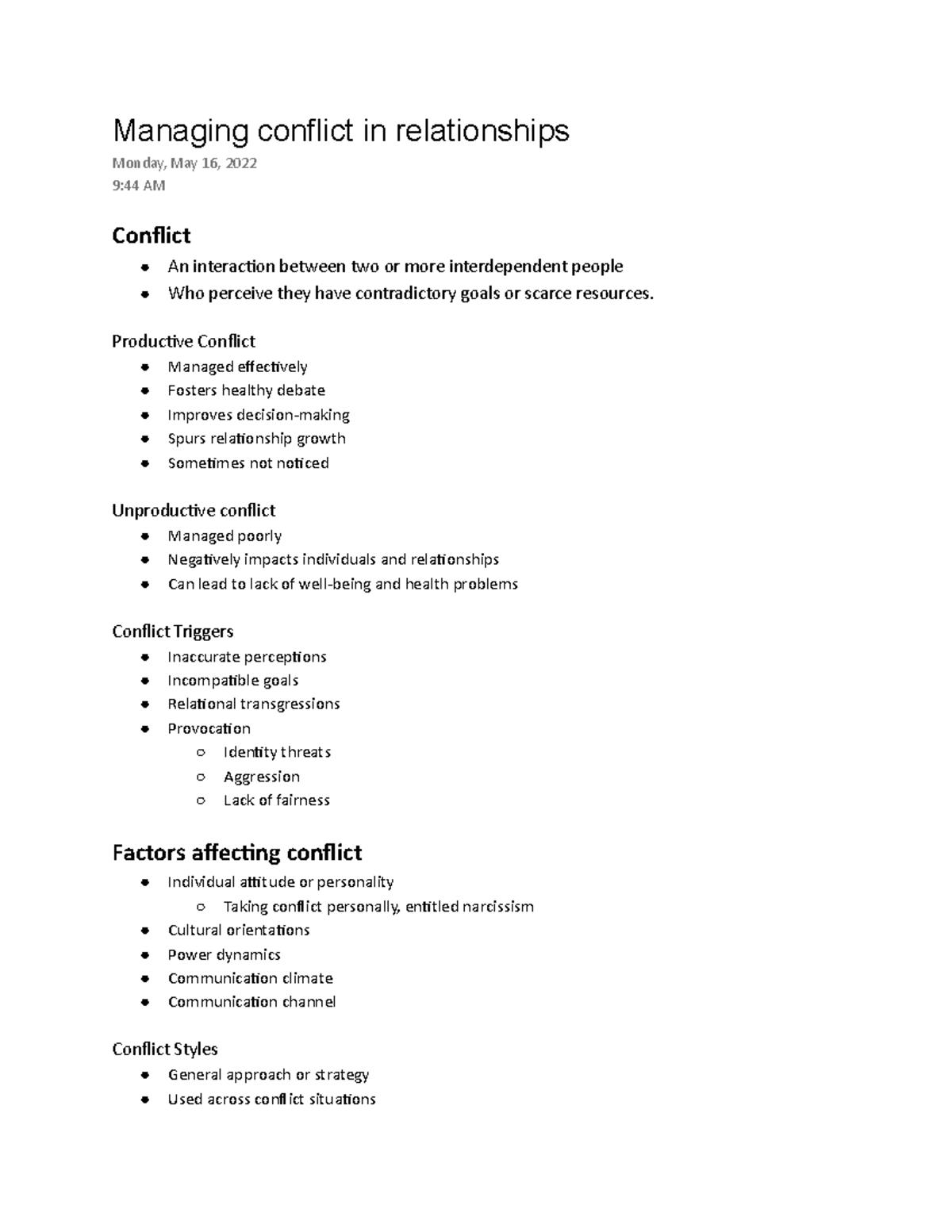 Chapter 9 - Managing Conflict In Relationships - Managing Conflict In ...