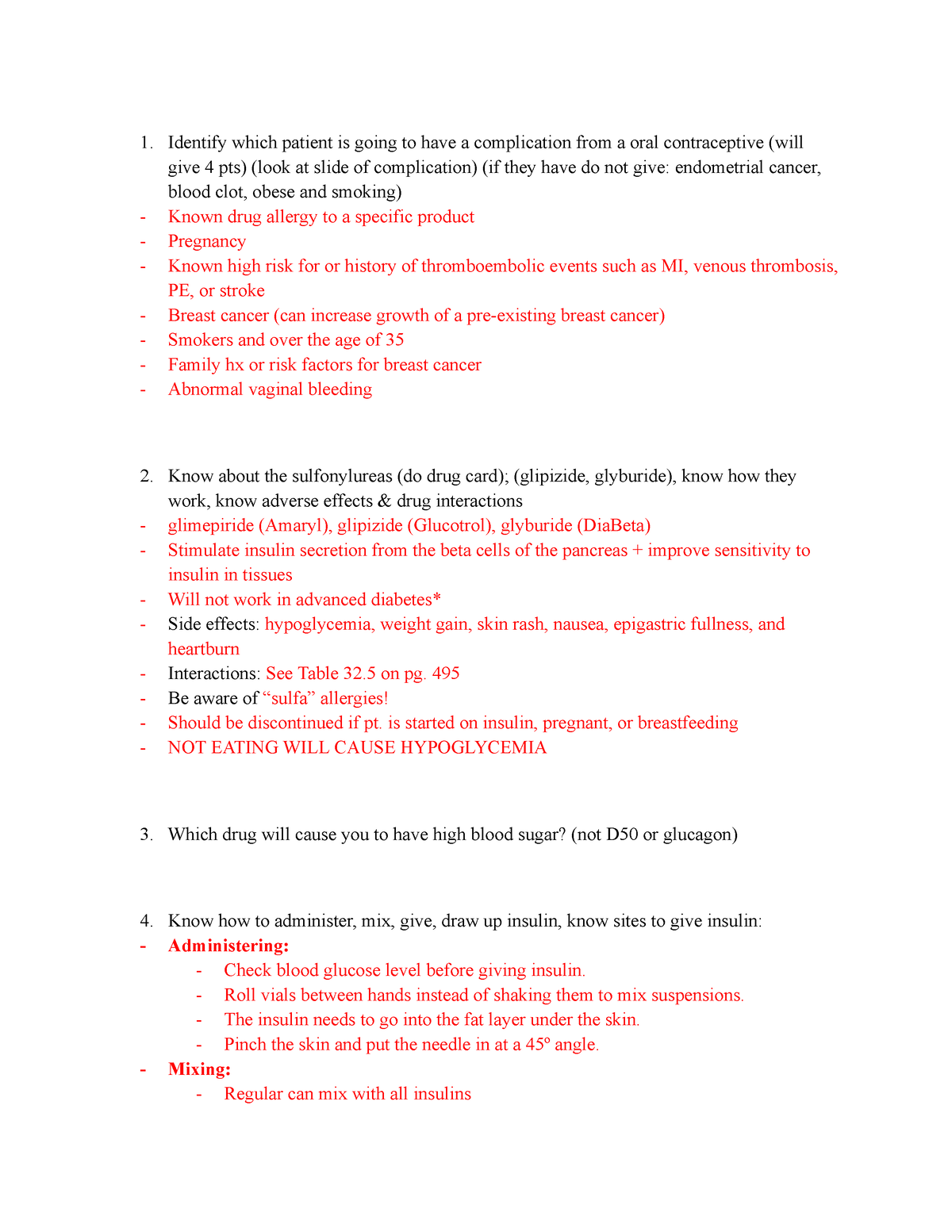 Pharmacology 2 Exam 3 - Exam Study Guide - Identify Which Patient Is ...