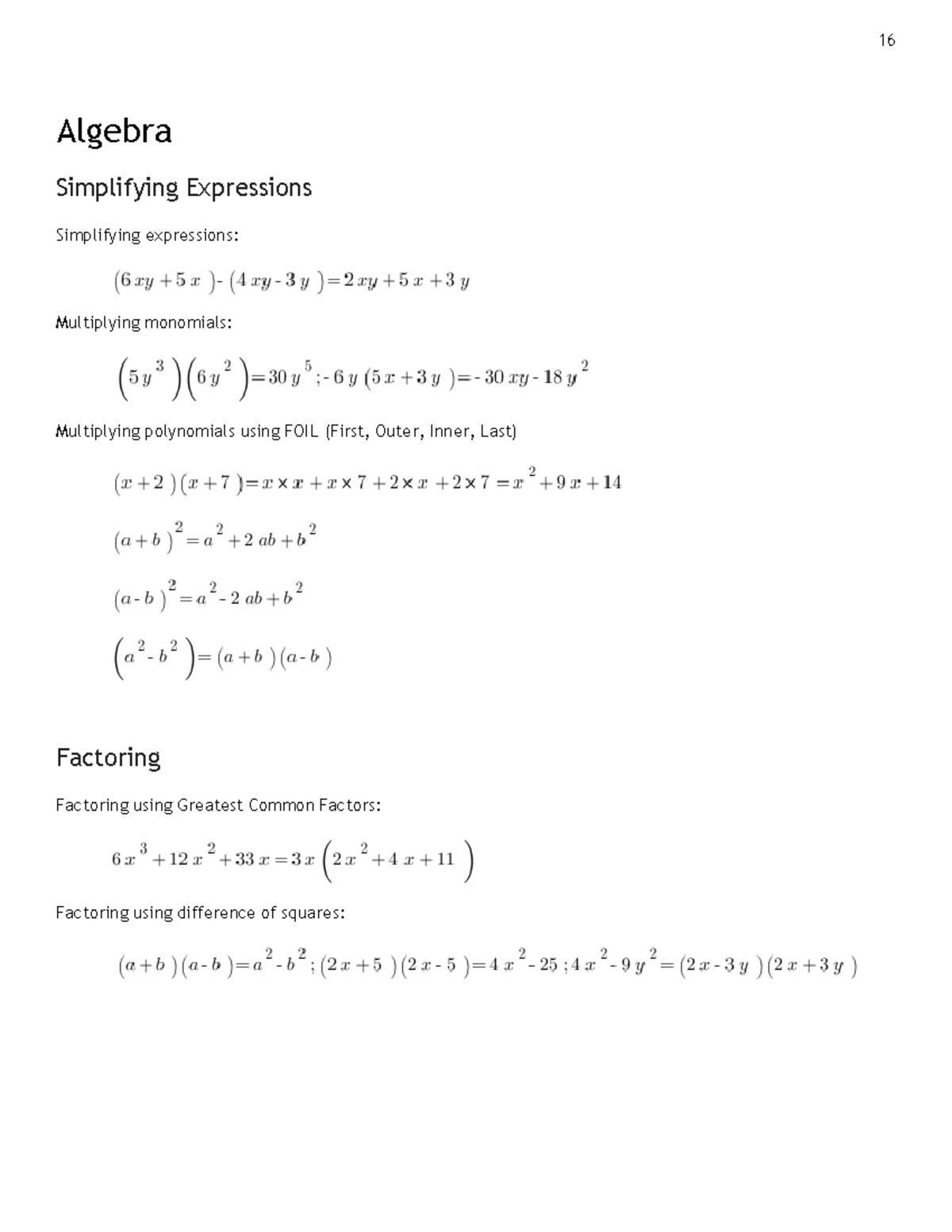 Algebra GRE Math Formula - Suggestions for this eBook? Algebra ...