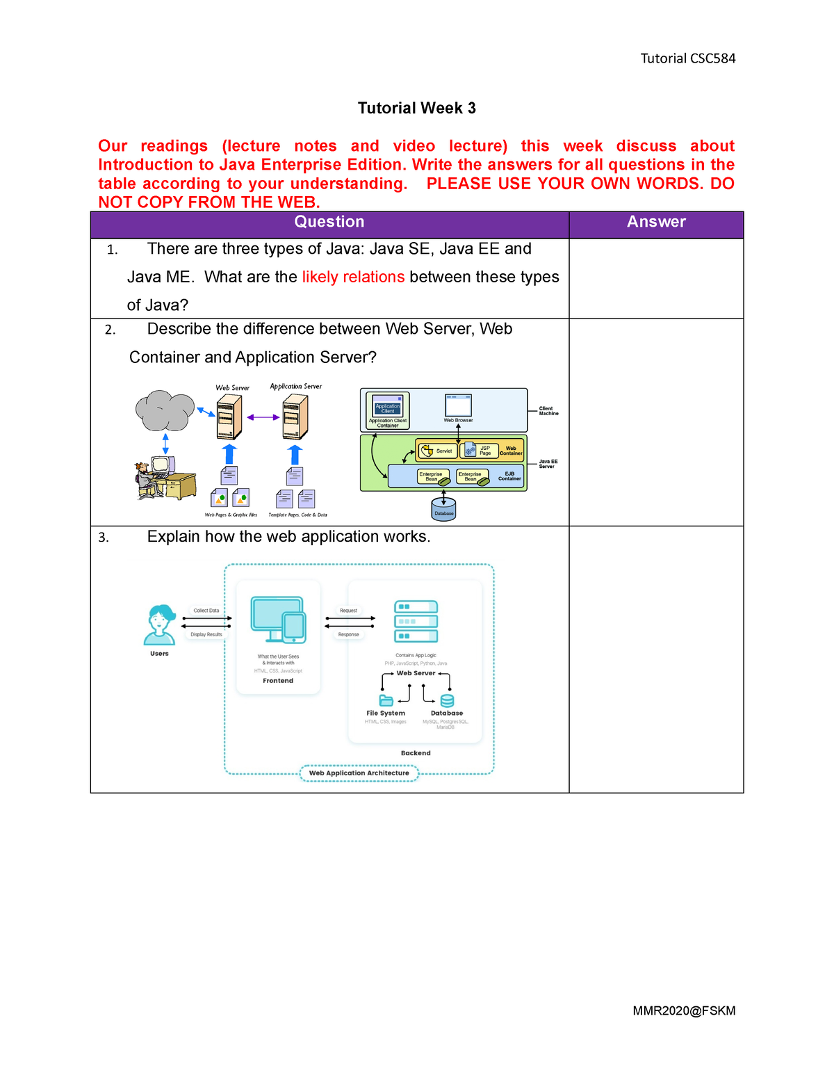 Tutorial Week 3 - Tutorial CSC Tutorial Week 3 Our Readings (lecture ...