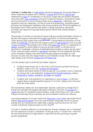 Civil Law 1 Conceptually It Is The Group Of Legal Ideas And Systems Ultimately Derived From The Studocu Civil Law 1 Conceptually It Is The Group Of Legal Ideas And Systems Ultimately Derived From The Studocu