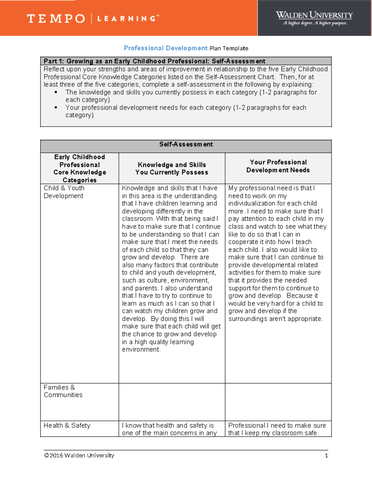 Meaning Learning Experiences - Professional Development Plan Template ...