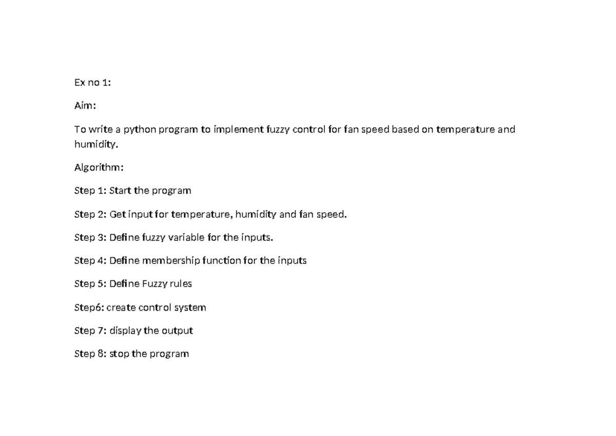CCS364 aim - nothing - Ex no 1: Aim: To write a python program to ...