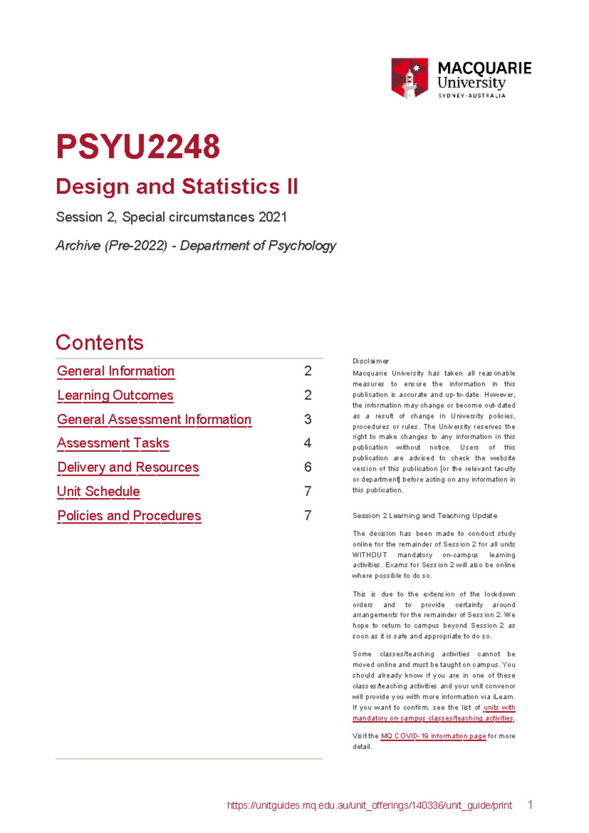 Unit Guide PSYU2248 2021 Session 2 - PSYU Design and Statistics II ...