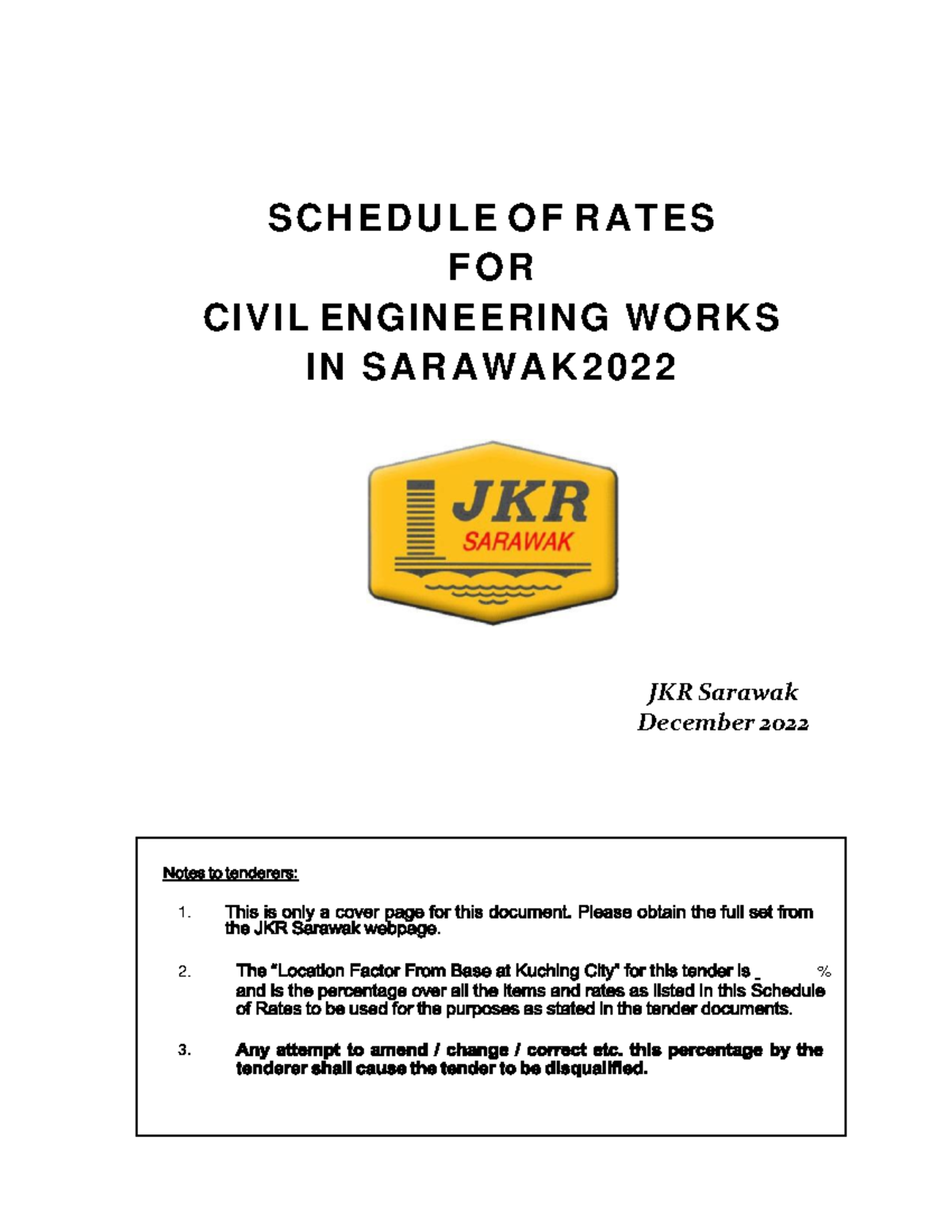 Schedule Of Rates 2022 Civil Engineering Works in Sarawak SCHEDULE