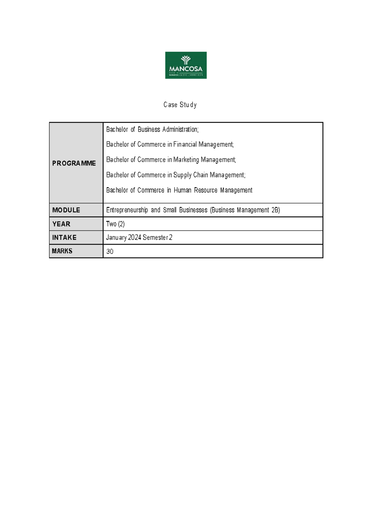 Case study - n one - BBA, ECONOMICS1A - Case Study PROGRAMME Bachelor ...