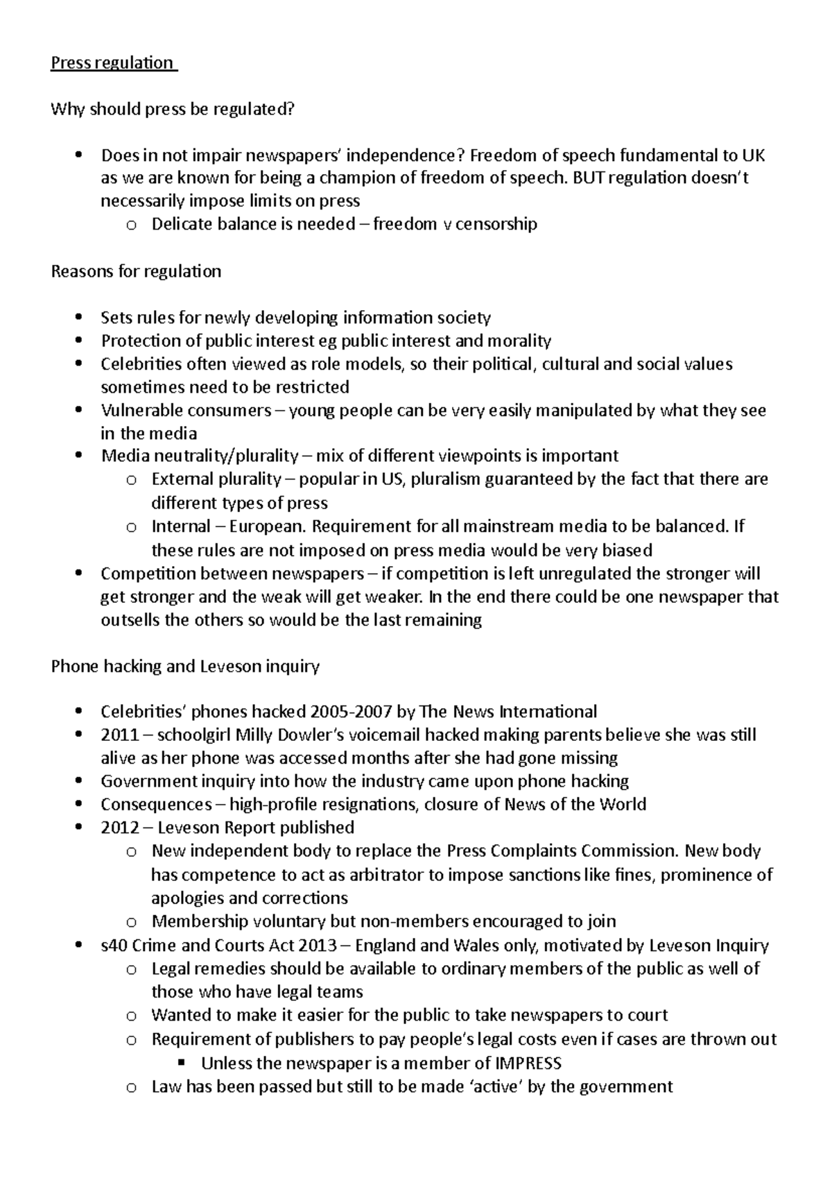 Journalism Press regulation Why should press be regulated? Does in
