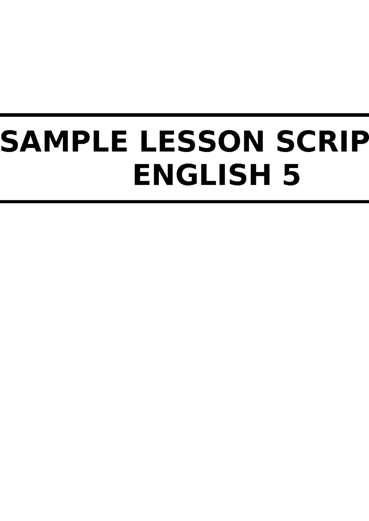 Lesson-Script-Template - LESSON SCRIPT IN ENGLISH 5 WEEK 1 DAY 5 DATE ...