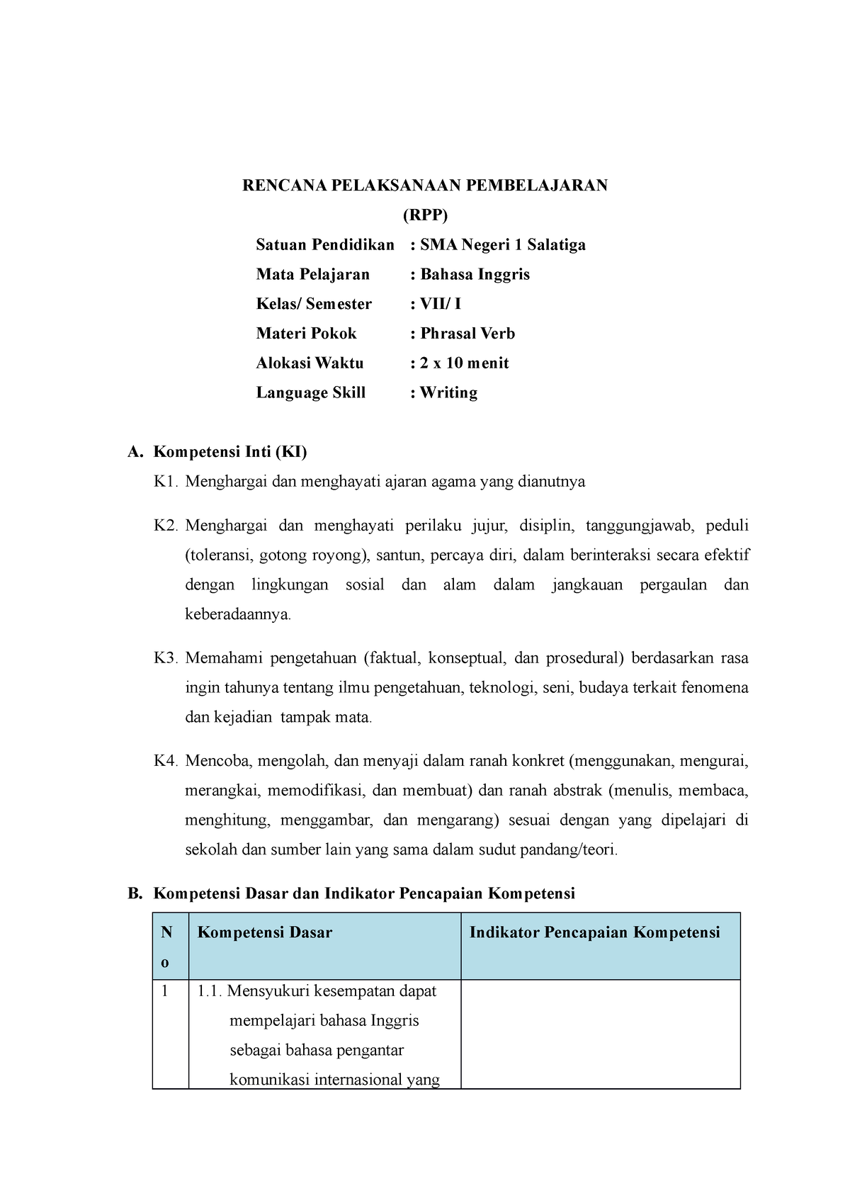 Lesson Plan - Microteaching Writing - RENCANA PELAKSANAAN PEMBELAJARAN ...