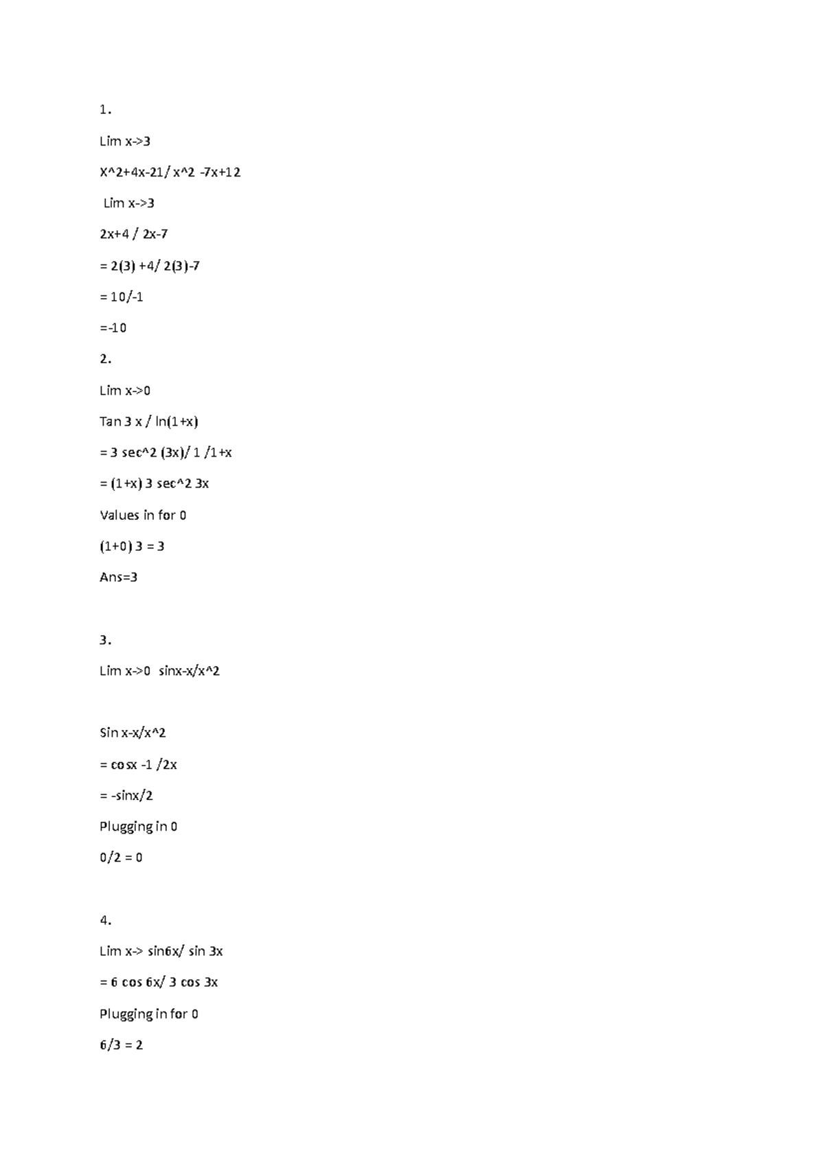 written-assignment-7-lim-x-x-2-4x-21-x-2-7x-lim-x-2x-4-2x