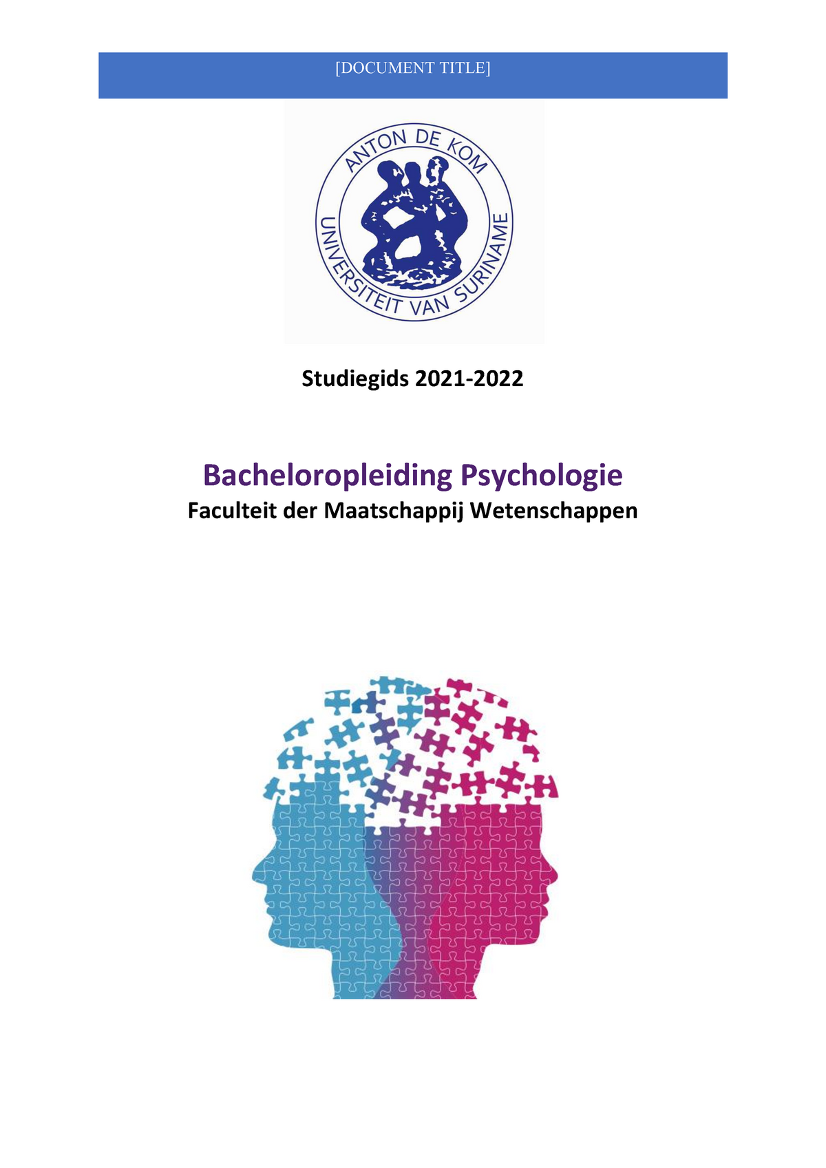 Studiegids Bachelor Psychologie 2021 2022 - [DOCUMENT TITLE] Studiegids ...