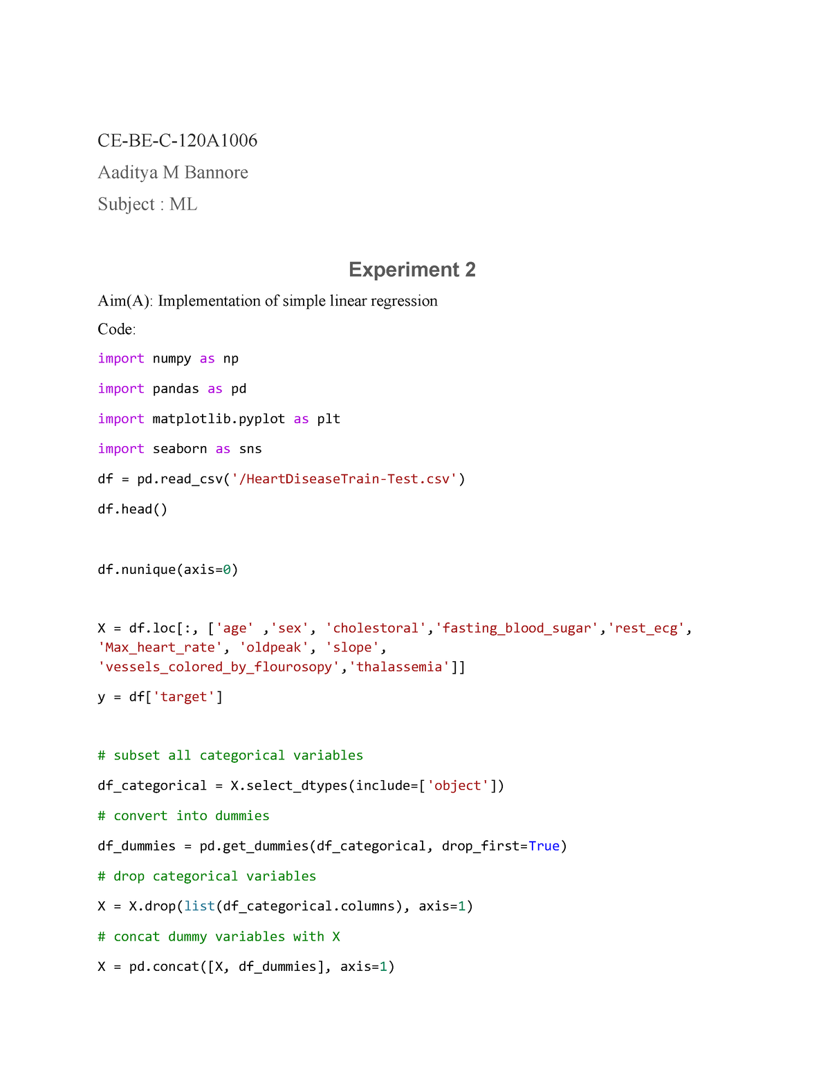 ML2-Logistic REG - Logistics Regression - CE-BE-C-120A Aaditya M ...