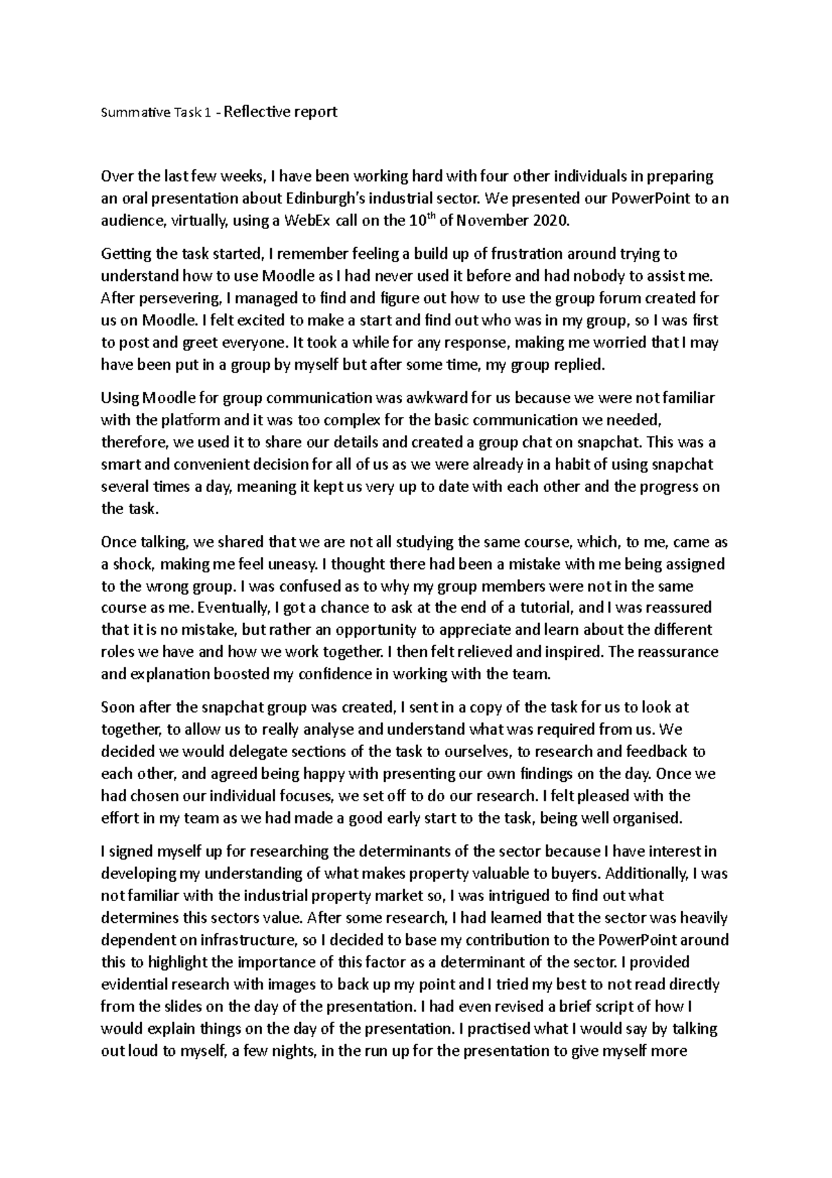 Summative Task 1 2 - Grade 40.00 / 50.00 Feedback comments An excellent ...