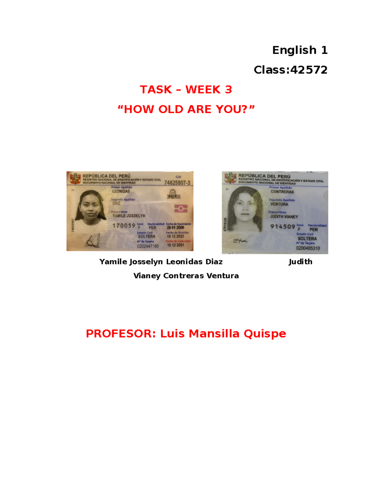 TASK - WEEK 3 - espero pueda ayudar en su trabajo - Ingles I - English ...