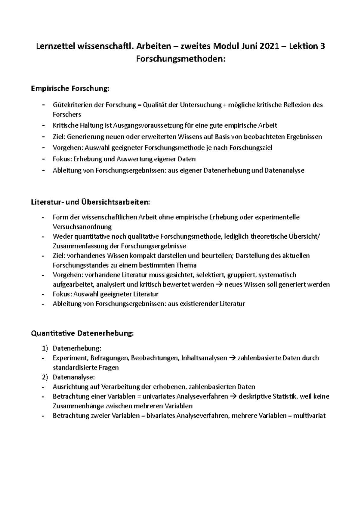 Lernzettel Wissenschaftl. Arbeiten - Lektion 3 - Lernzettel ...