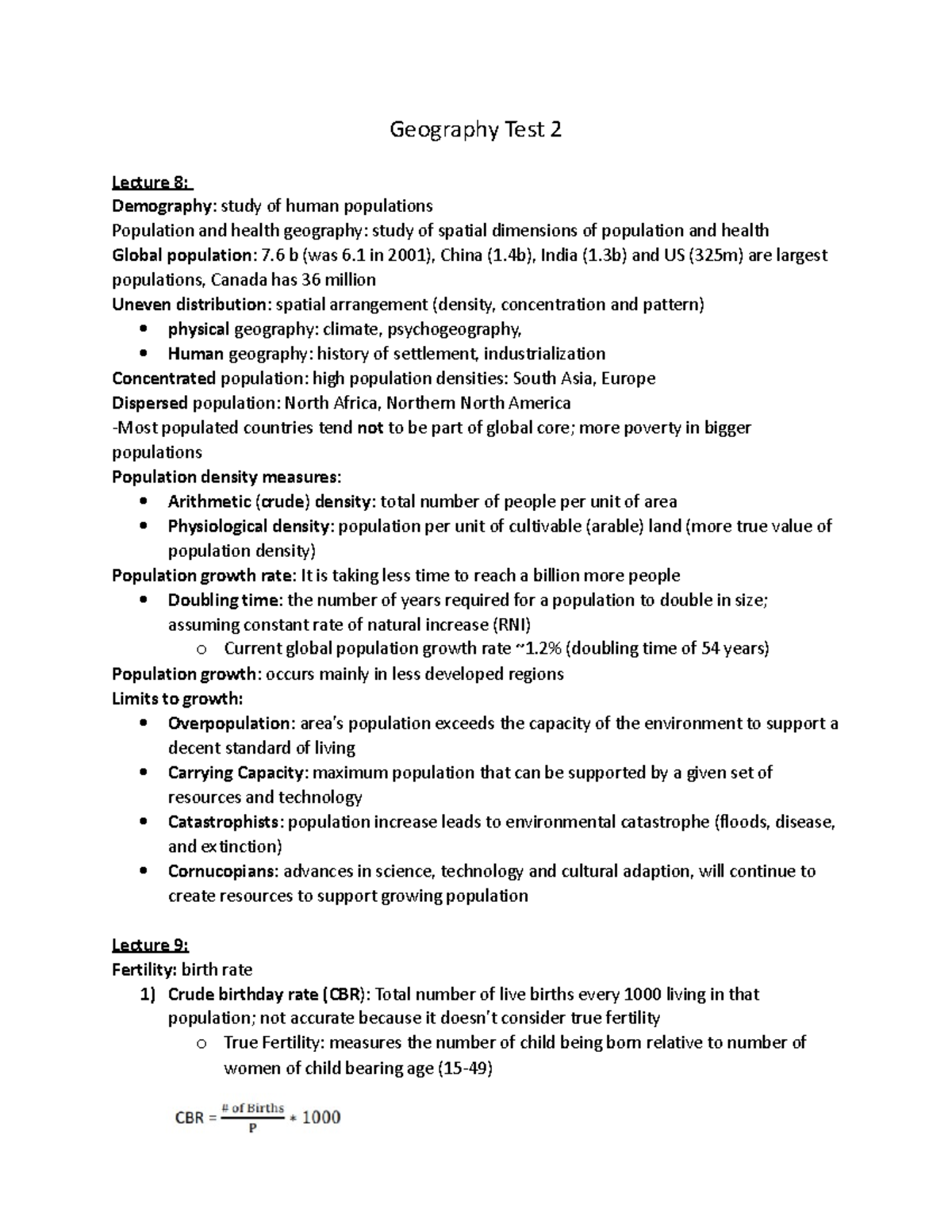 Geography Test 2 Test Review Geography Test 2 Lecture 8 Demography