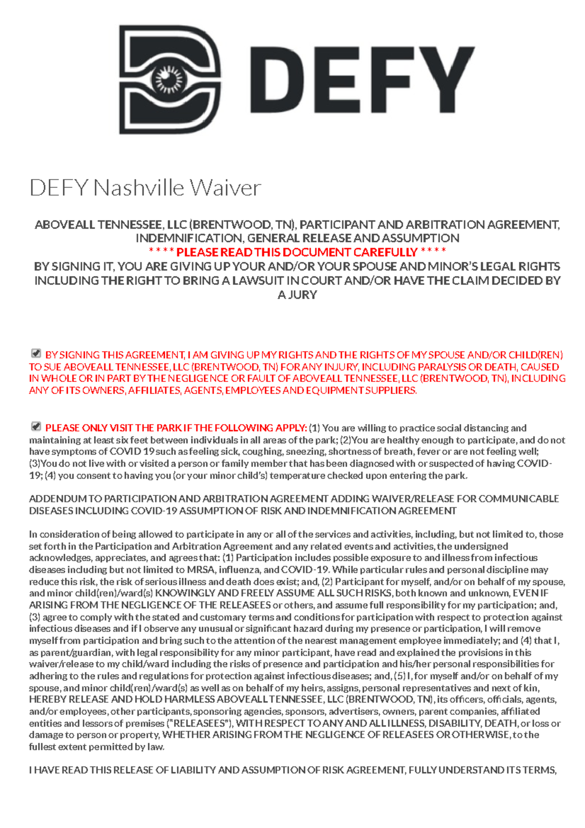 Aboveall waiver 1042 2021 04 29 modules one - DEFY Nashville Waiver ...