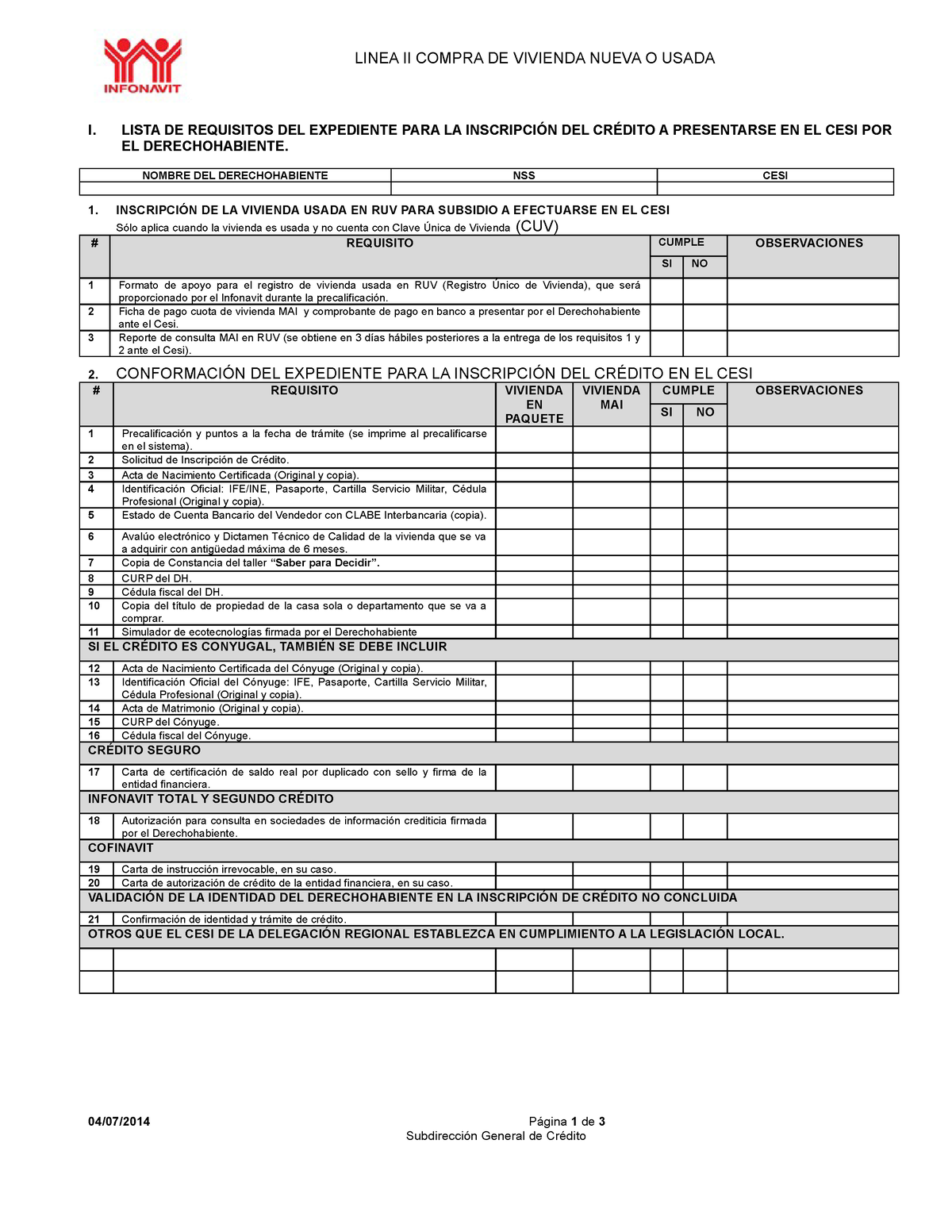 Es 1 Lista De Requisitos Inscripcion Y T Linea Ii Compra De Vivienda Nueva O Usada I Lista De 5074