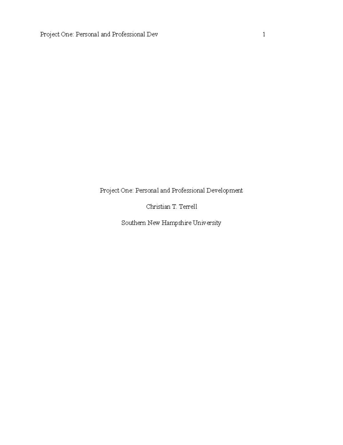 Project One - Module 3 Assignment - Project One: Personal and ...
