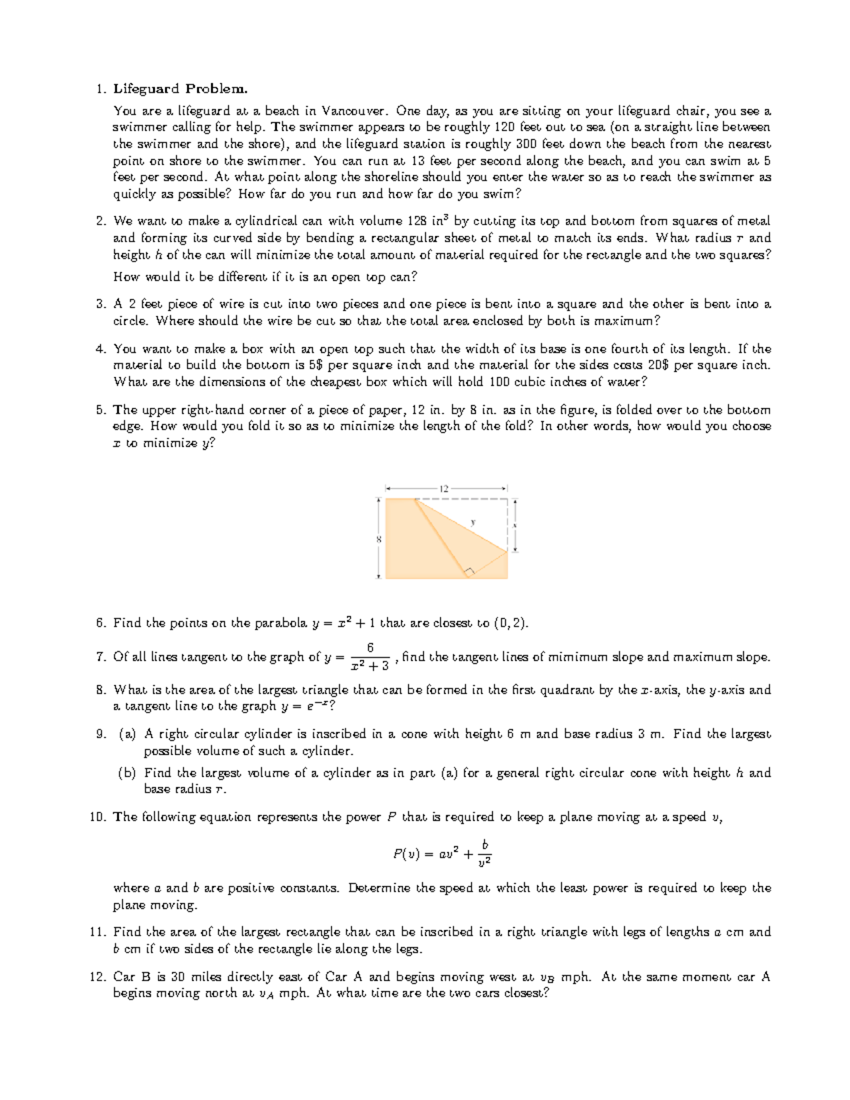Optm2 - math - Lifeguard Problem. You are a lifeguard at a beach in ...