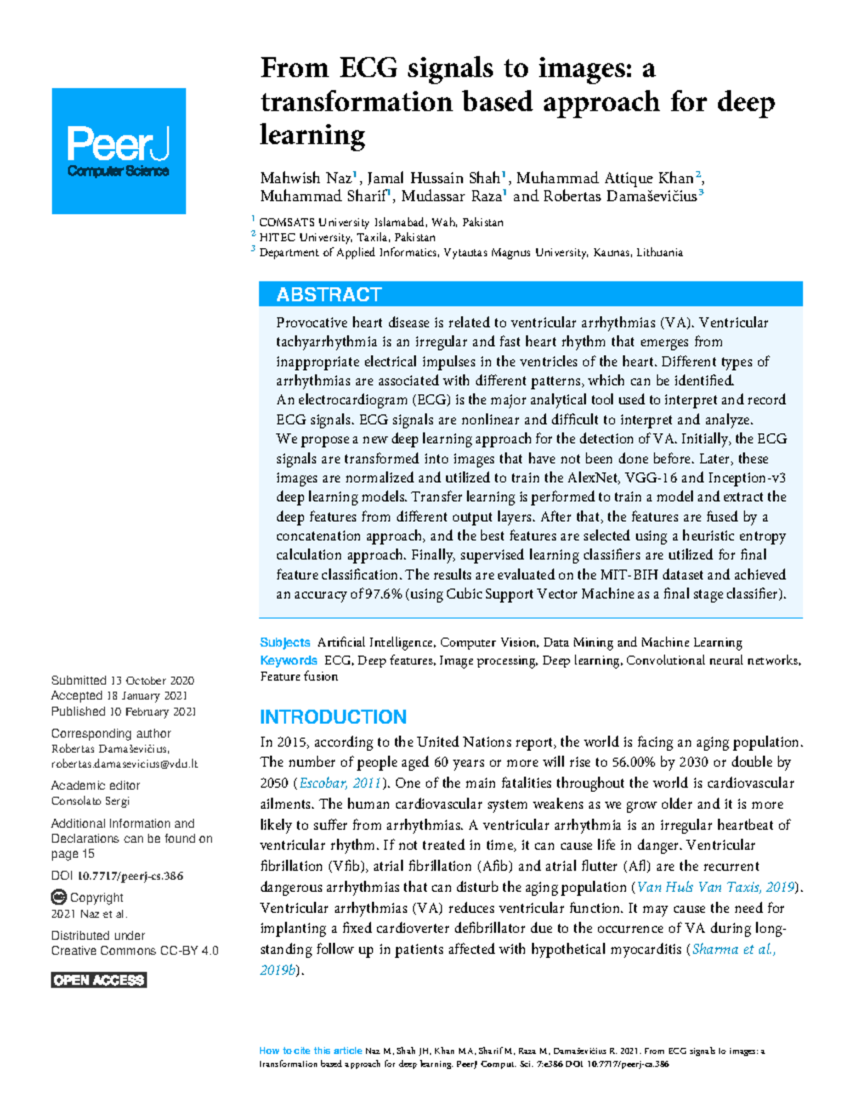 From ECG signals to images a transformation based approach for deep ...