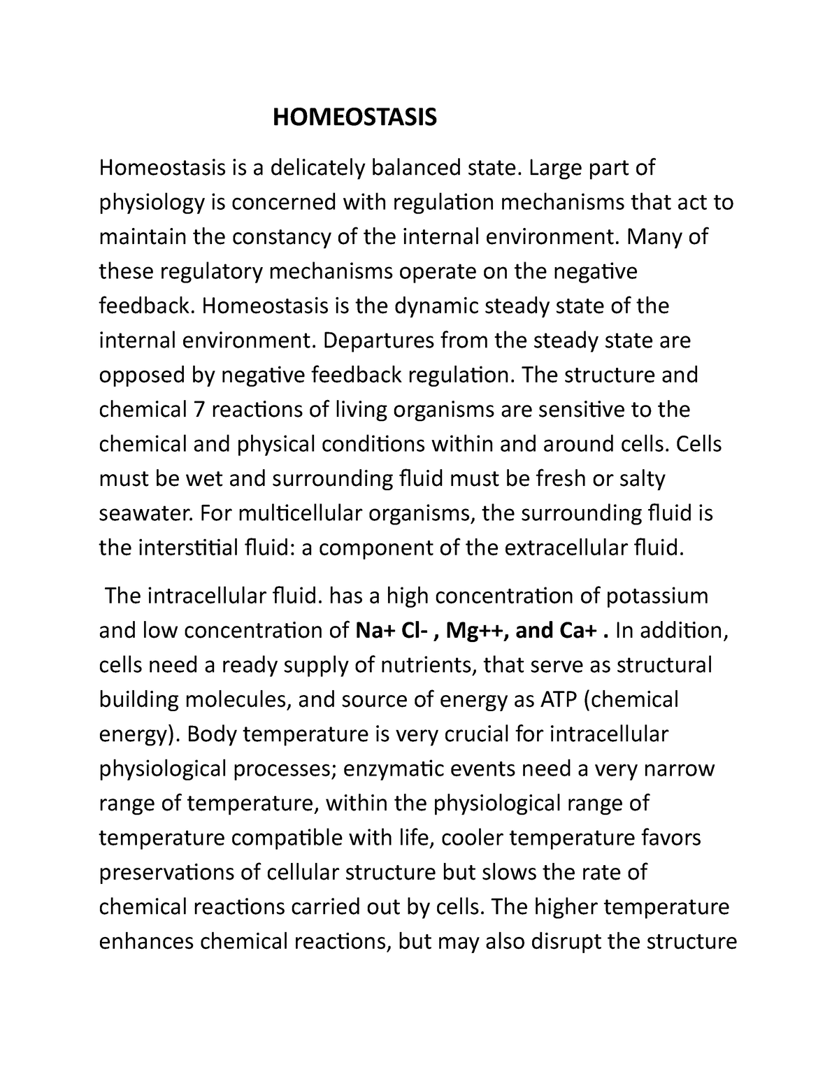 conclusion for homeostasis essay