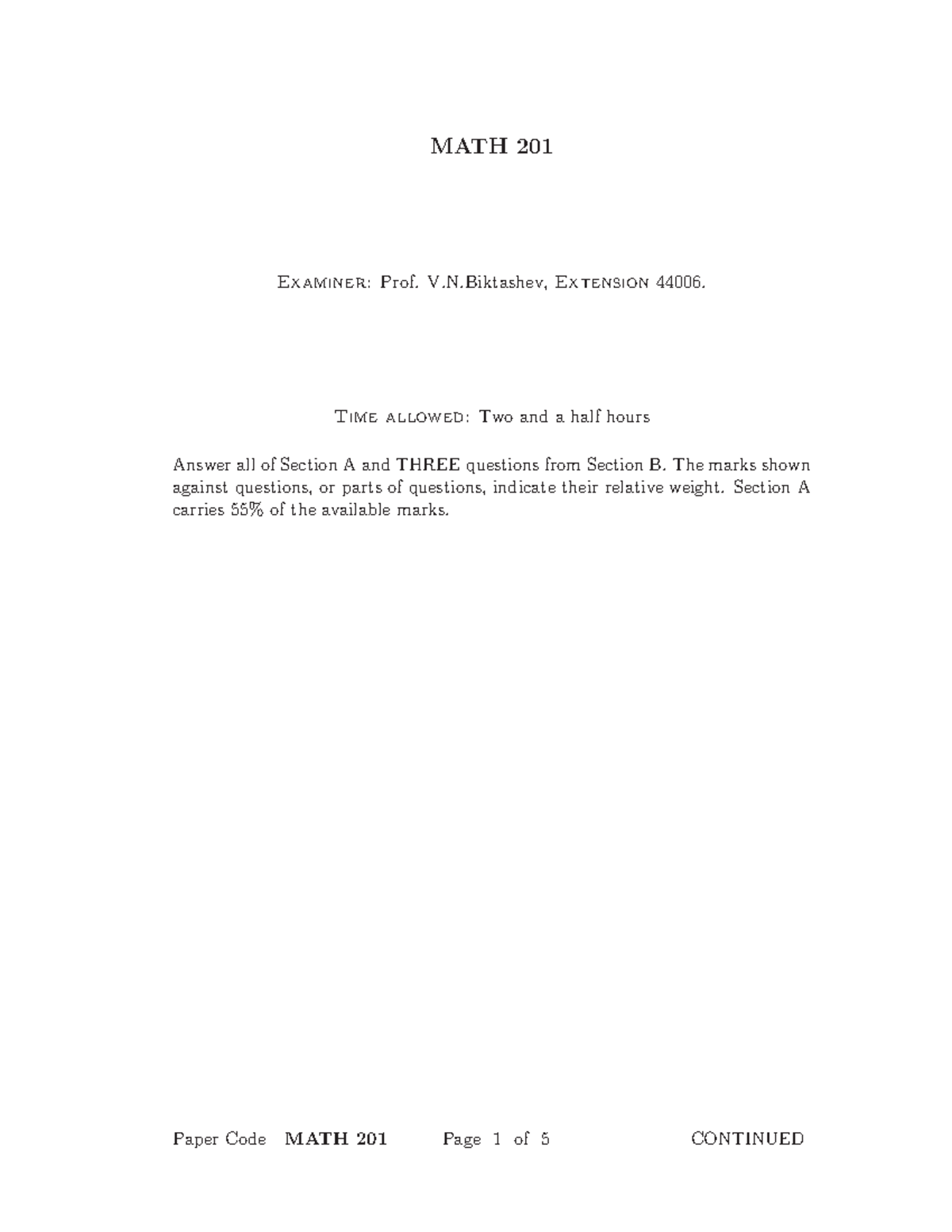 Exam January 2008, Questions And Answers - Exam With Solutions - MATH ...