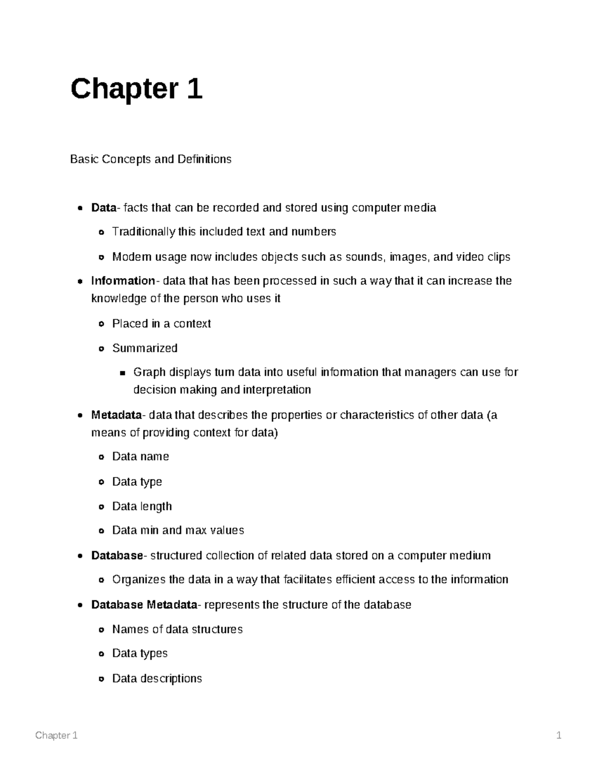 Chapter 1 - Chapter 1 Basic Concepts And Definitions Data- Facts That ...