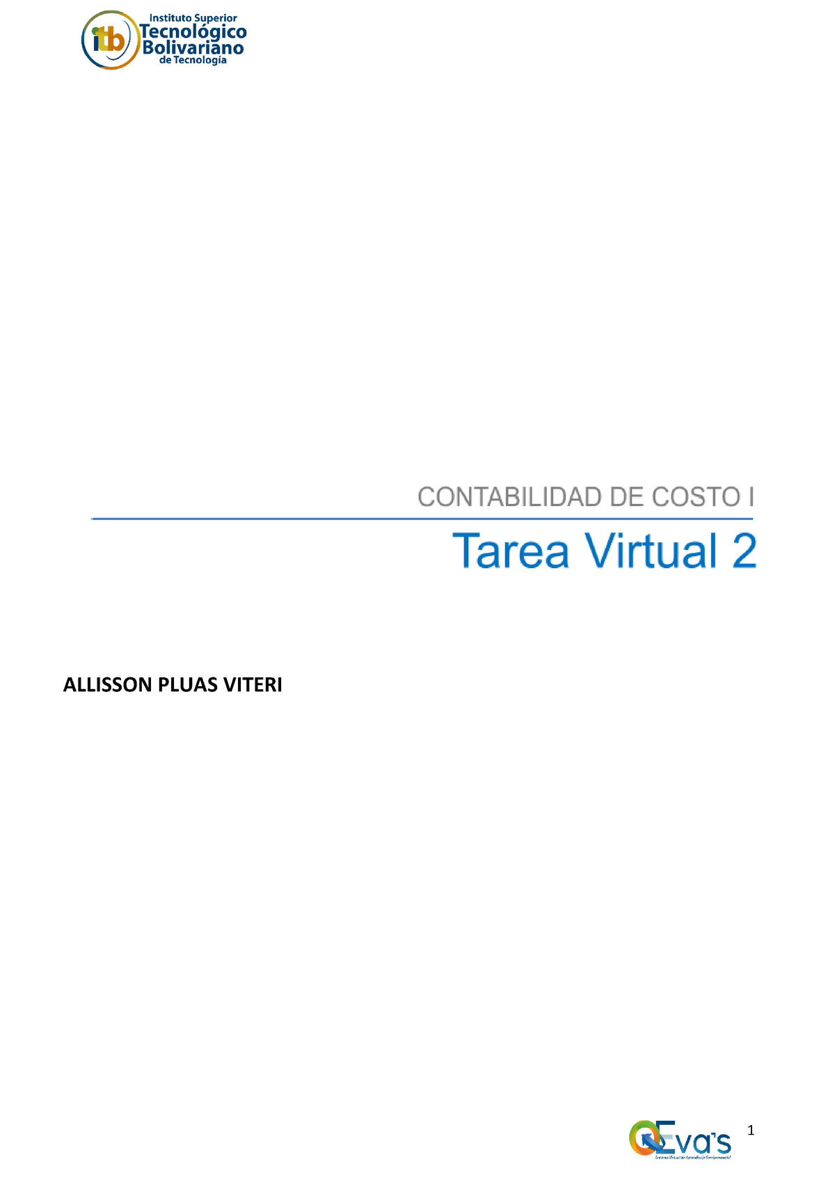 Costos 2 - AAAAAAAAAAAAA - Aaaaaa - ALLISSON PLUAS VITERI Tarea Virtual ...