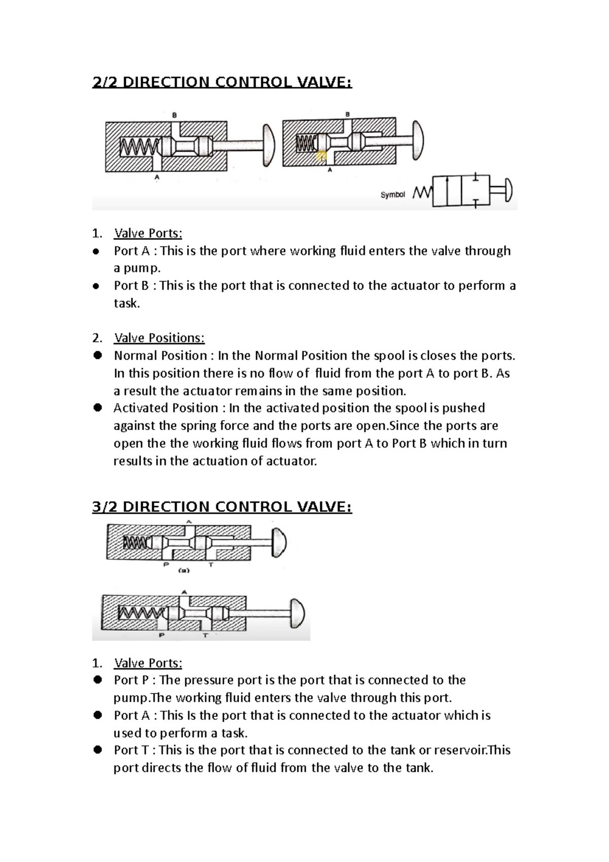 Direction Control Valve - 2/2 DIRECTION CONTROL VALVE: Valve Ports ...