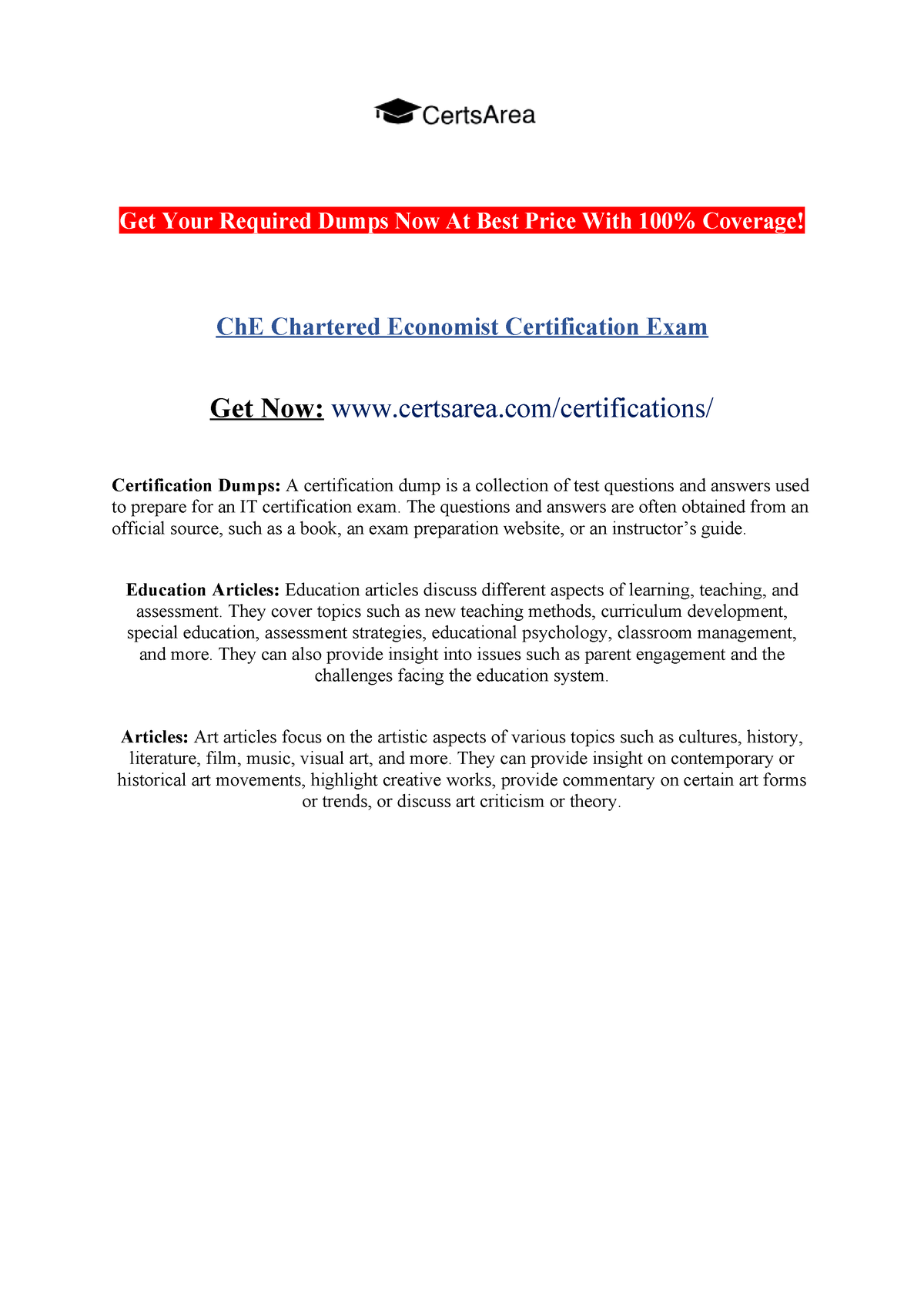 Ch E Chartered Economist Certification Exam Get Your Required Dumps