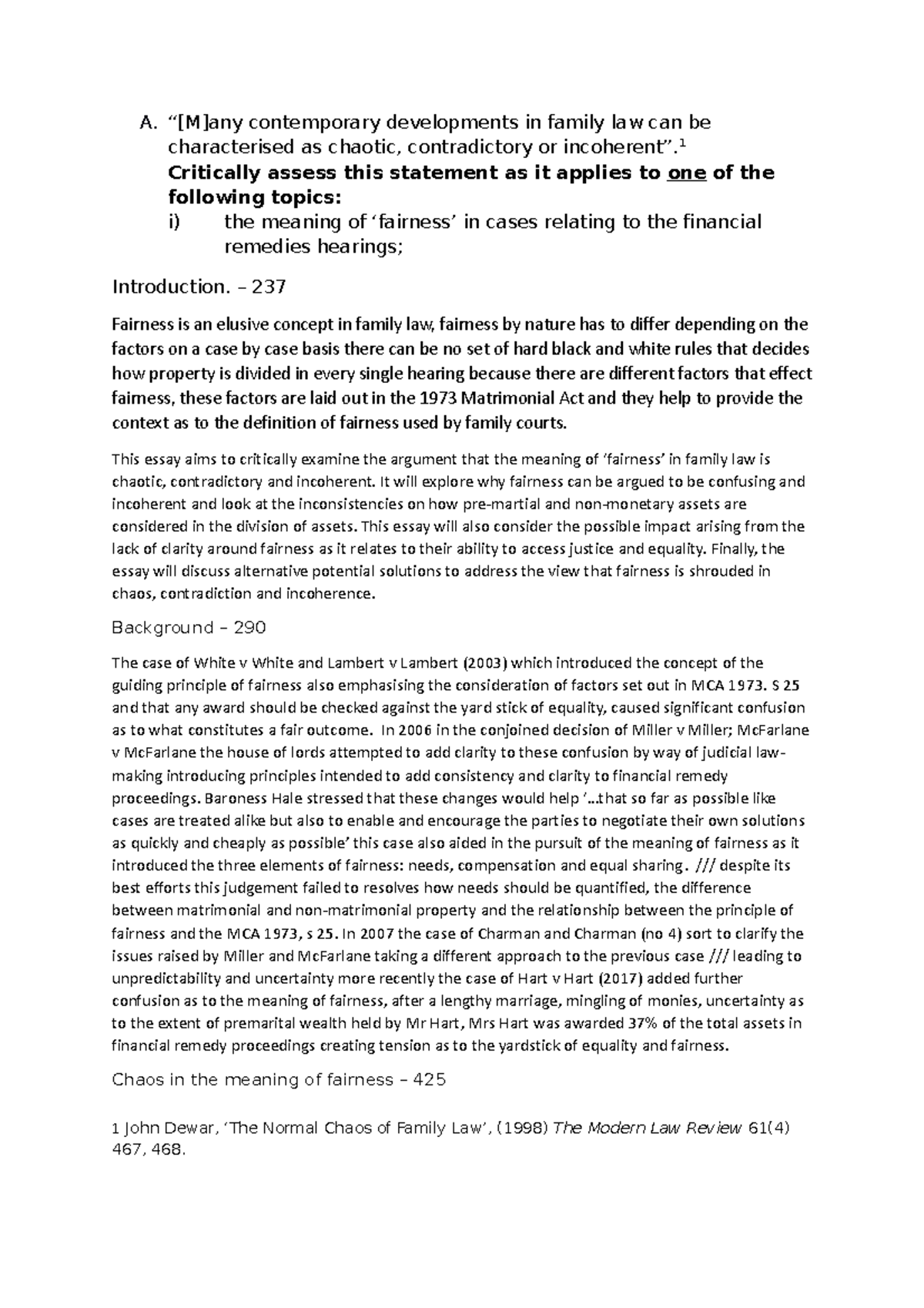 Family and Child Law - ur super - A. “[M]any contemporary developments ...