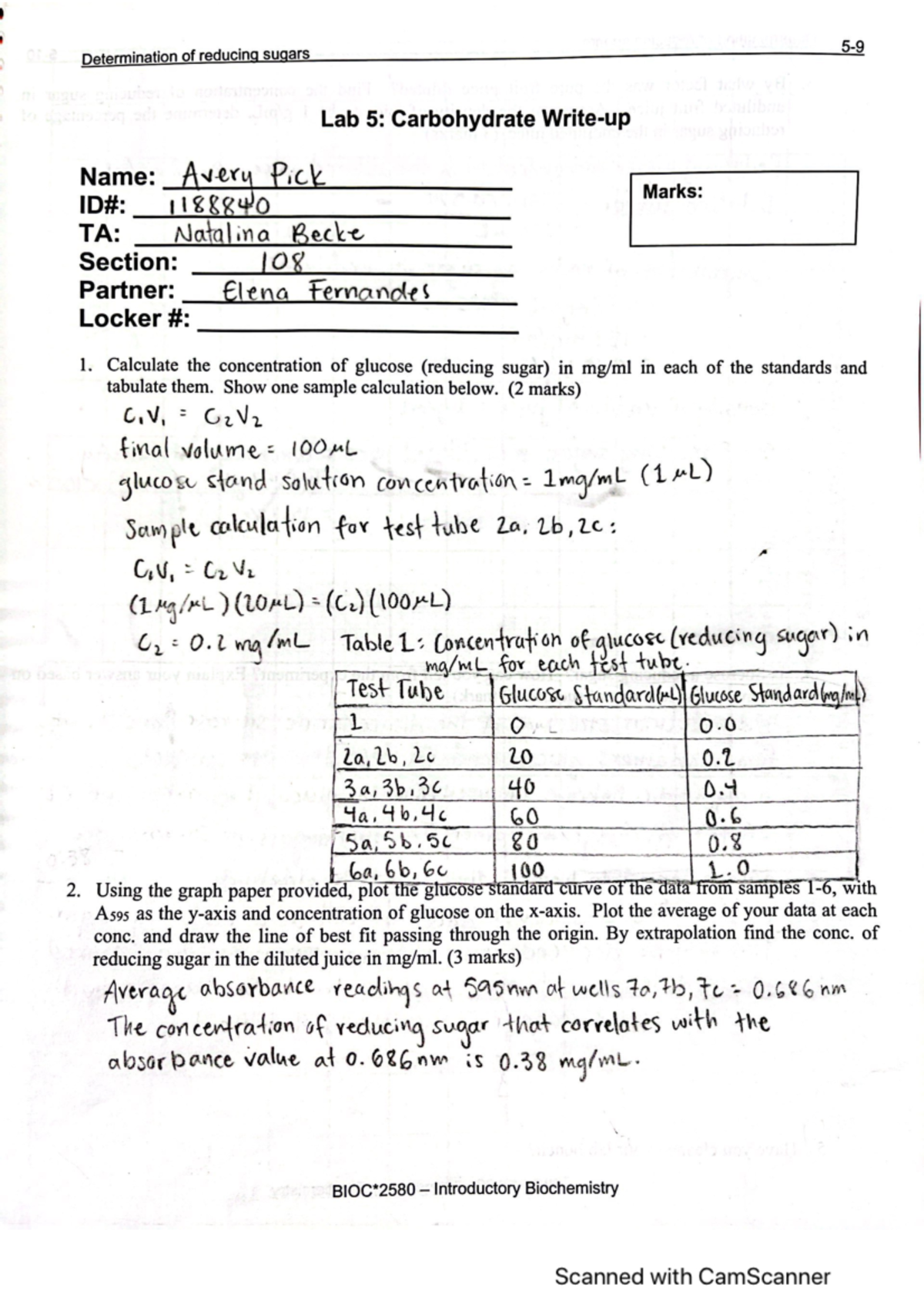 Lab 5 Carbohydrates - Idk - BIOC 2580 - Studocu