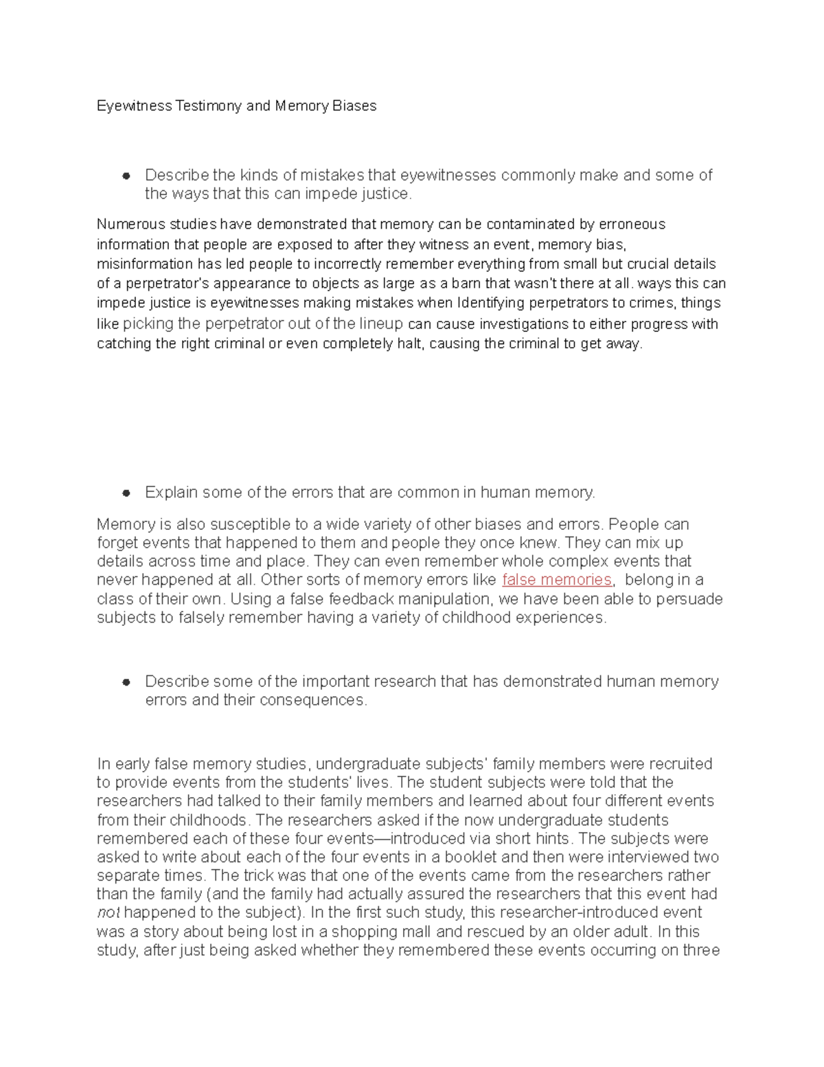 Untitled document-3 - assignment - Eyewitness Testimony and Memory ...