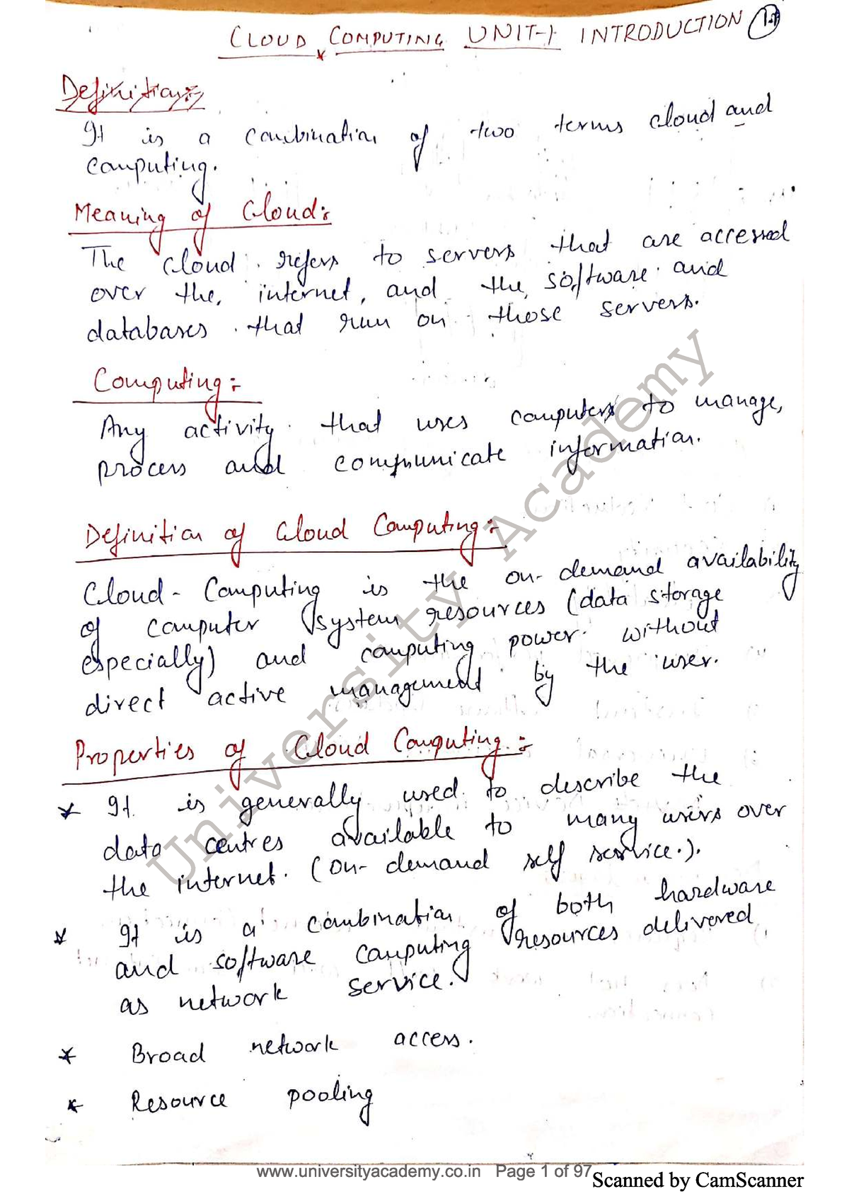 Cloud Computing Notes Final - B.tech - Studocu