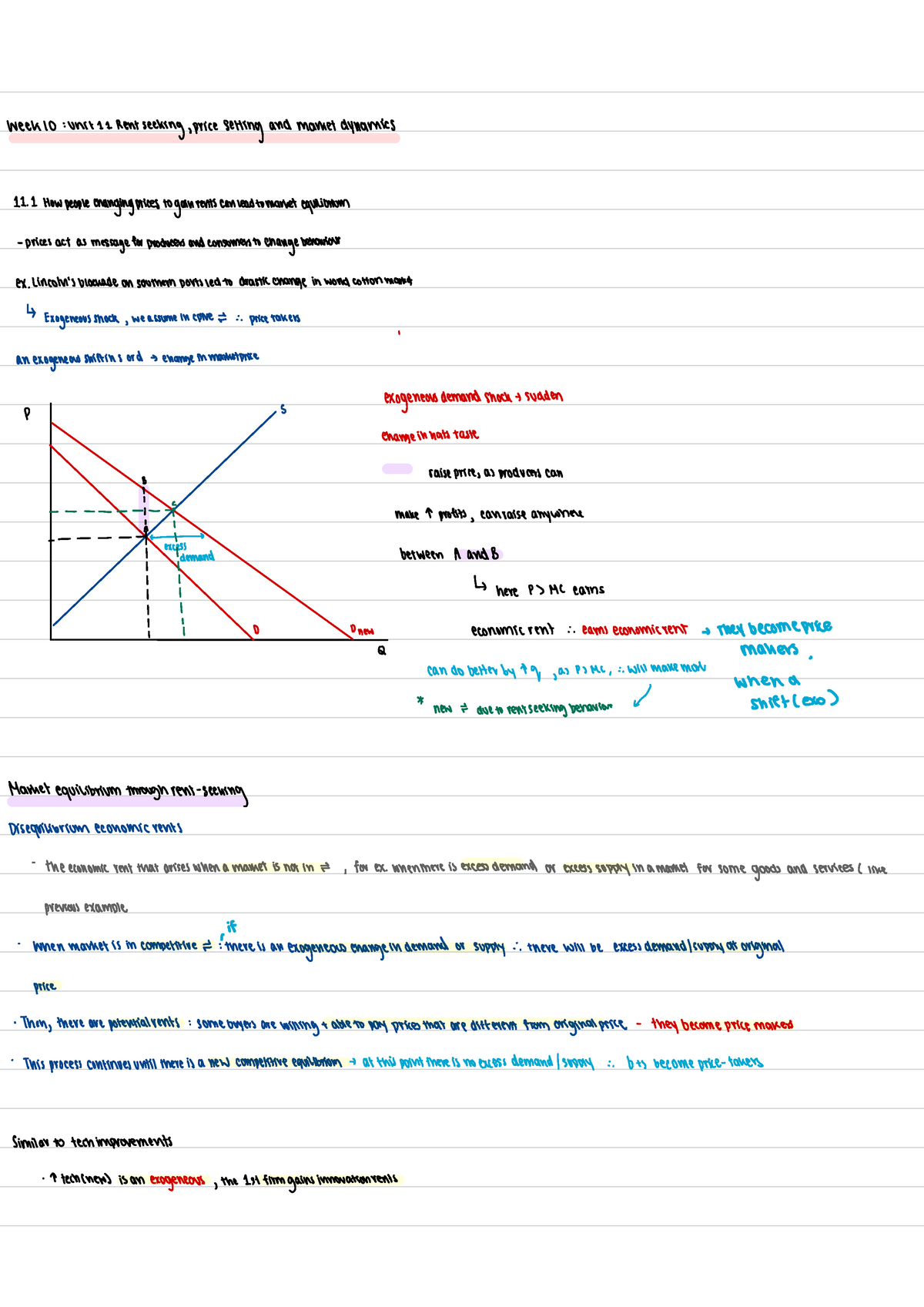 Week 10 - unit 11 - week 10 : unit 11 Rent seeking ,price setting and ...